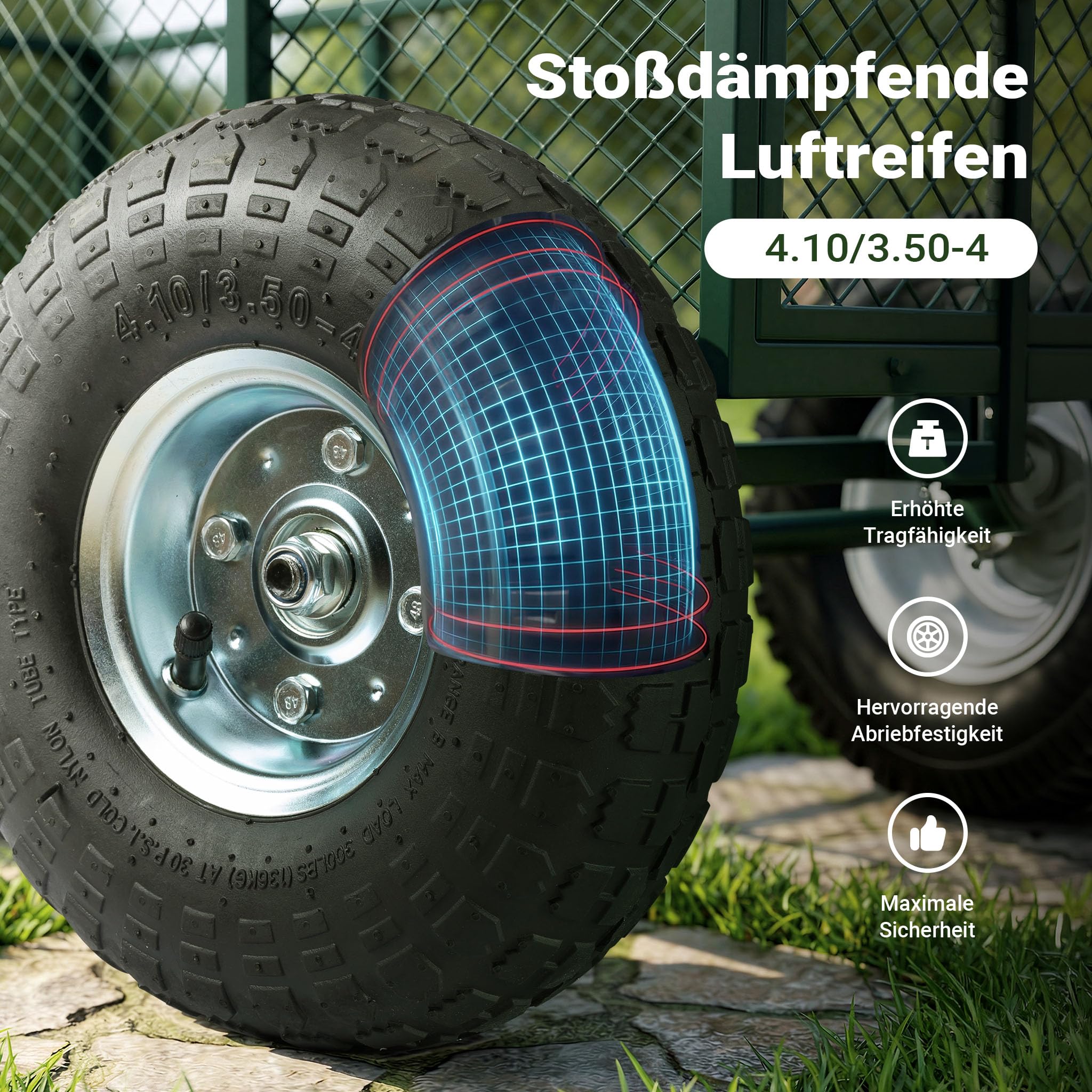 Wiltec Carrello trasporto da giardino 300 kg con telone