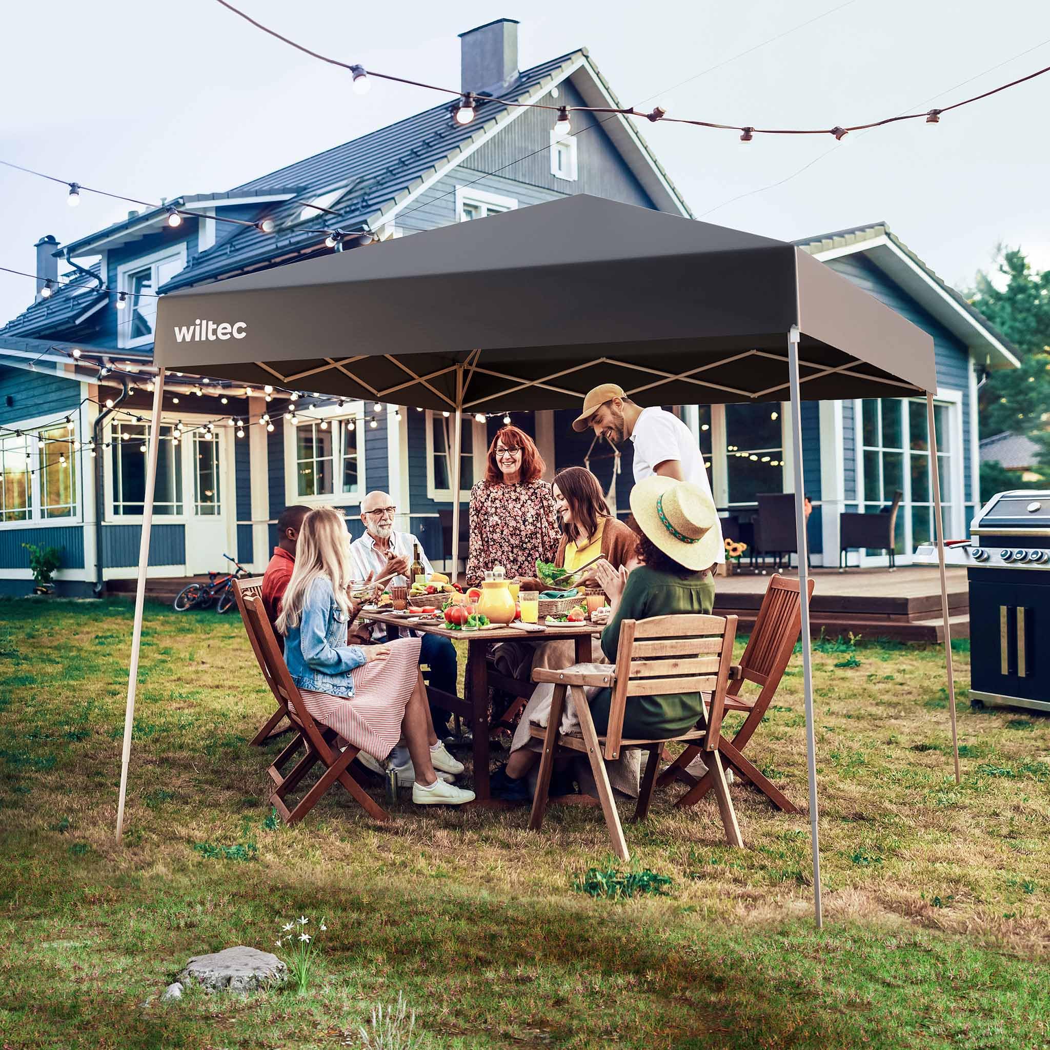 Wiltec gazebo pieghevole grigio 2,5x2,5 m tetto UV50+