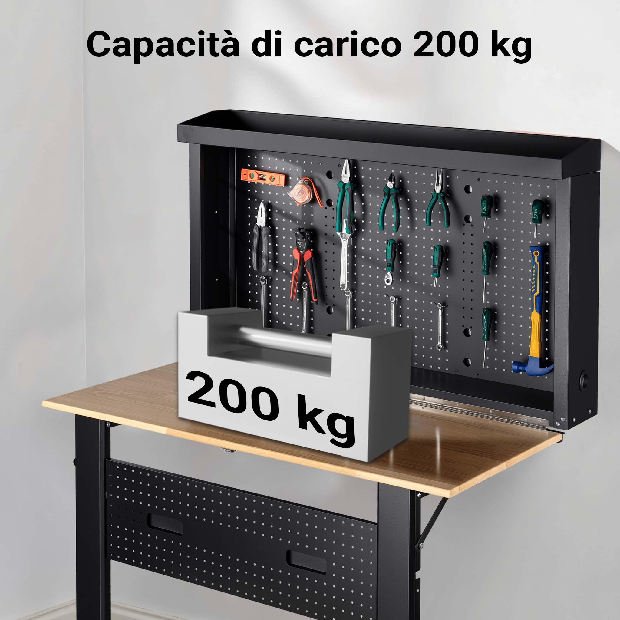 Wiltec Banco Lavoro Pieghevole Parete 120x60cm 200kg Pannello