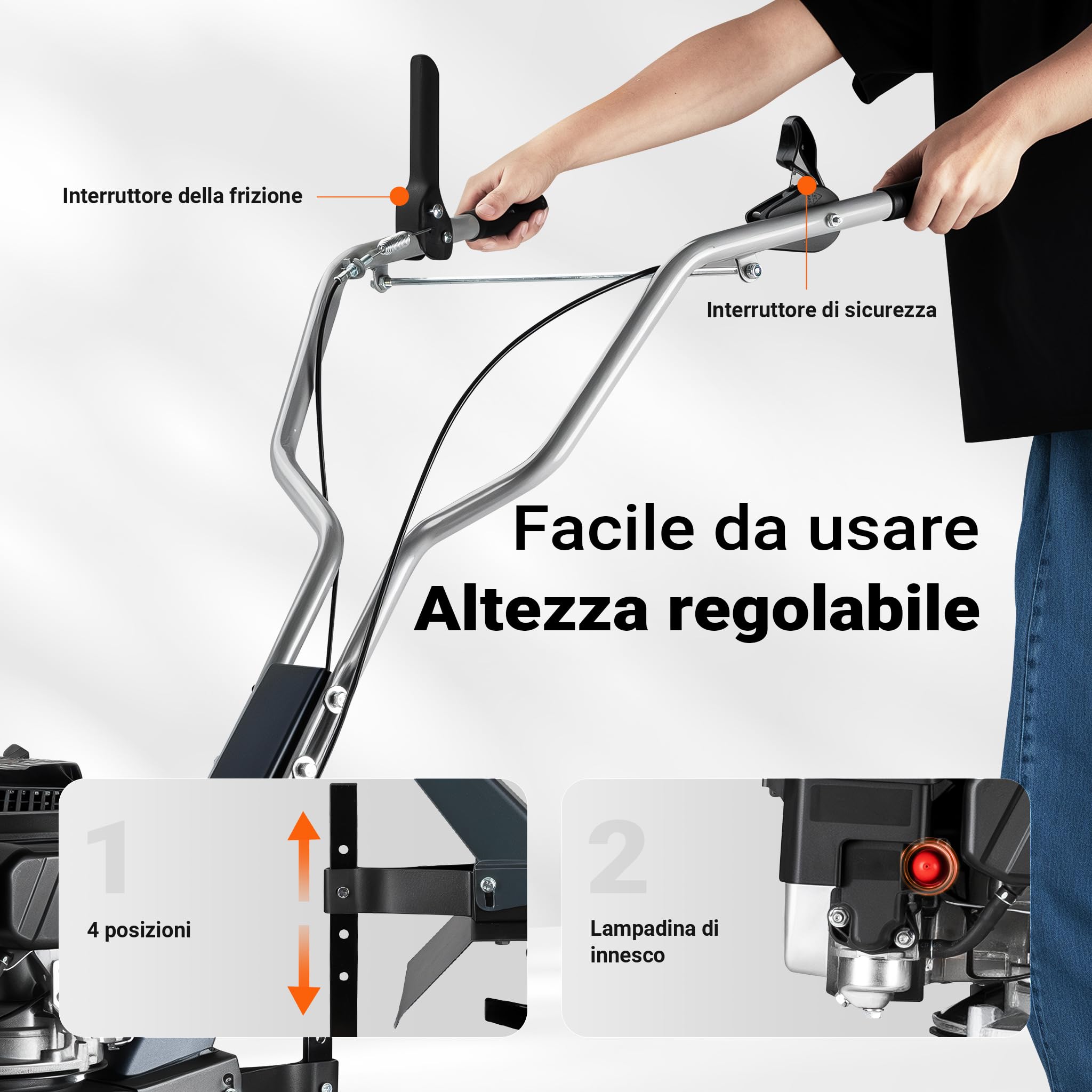 Wiltec motozappa a scoppio 60 cm 2,5 kW 144cc 6 lame