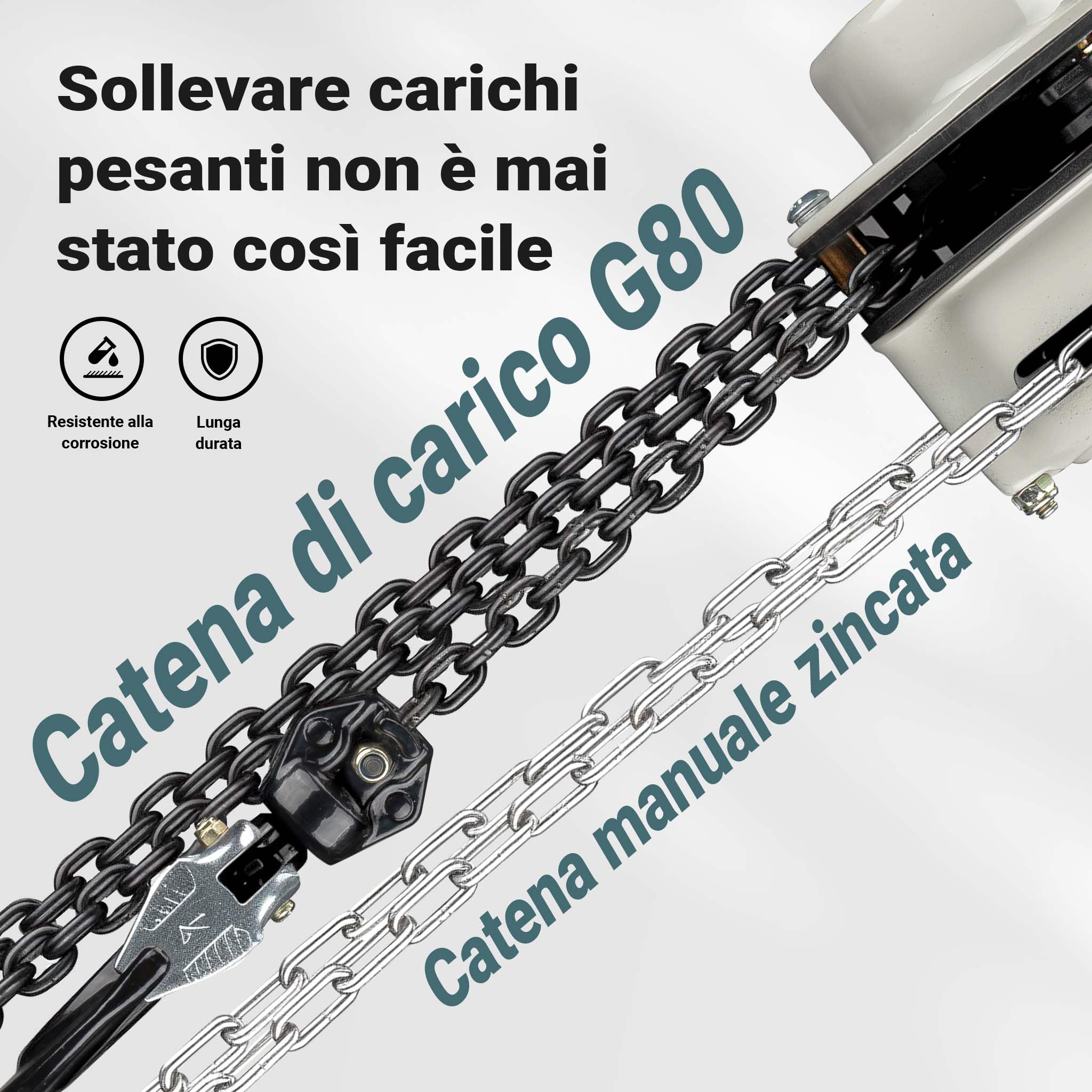 Wiltec V21-2 Paranco a Catena Manuale 2 T 3 M G80