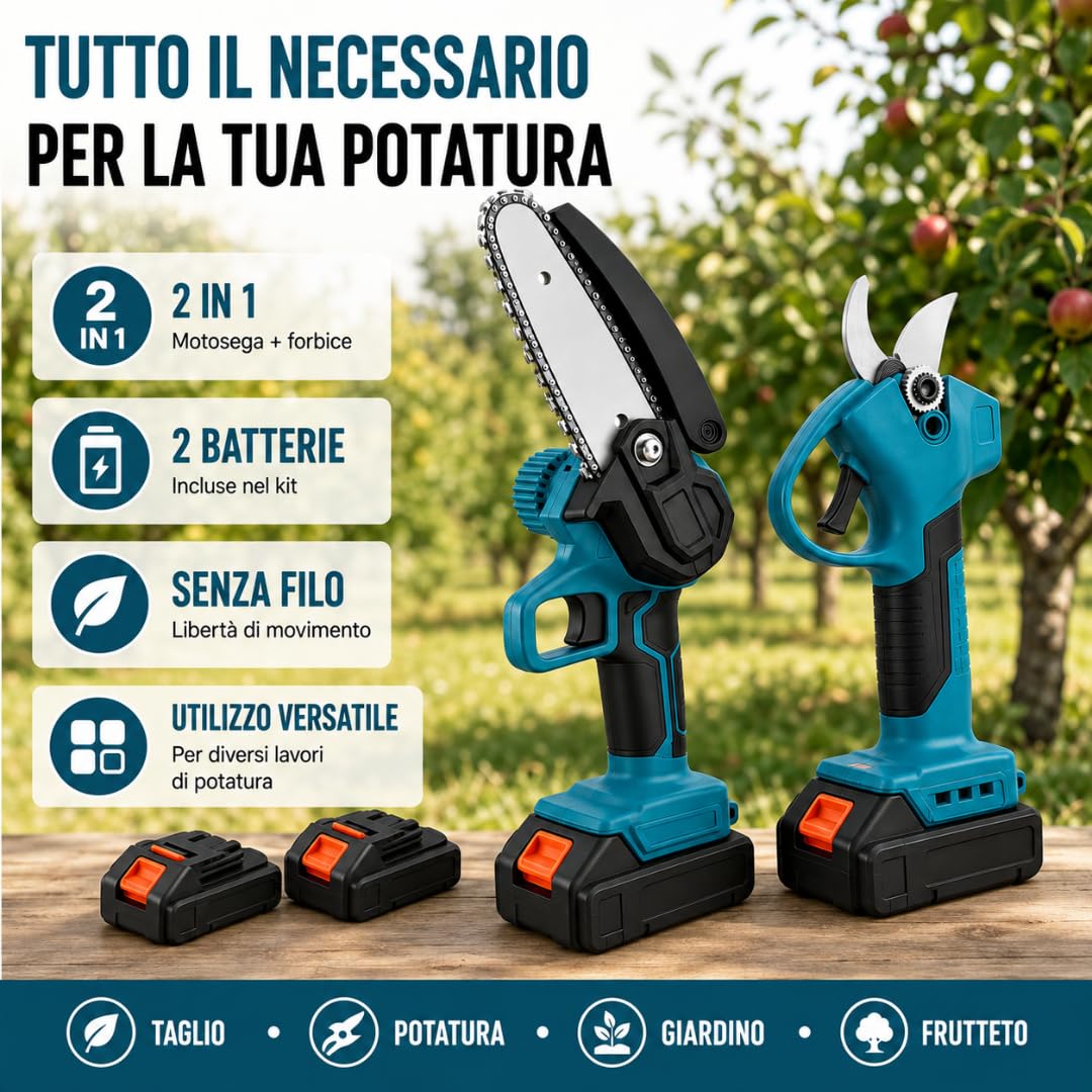 De Rosa Shop kit potatura a batteria 36V forbici + motosega