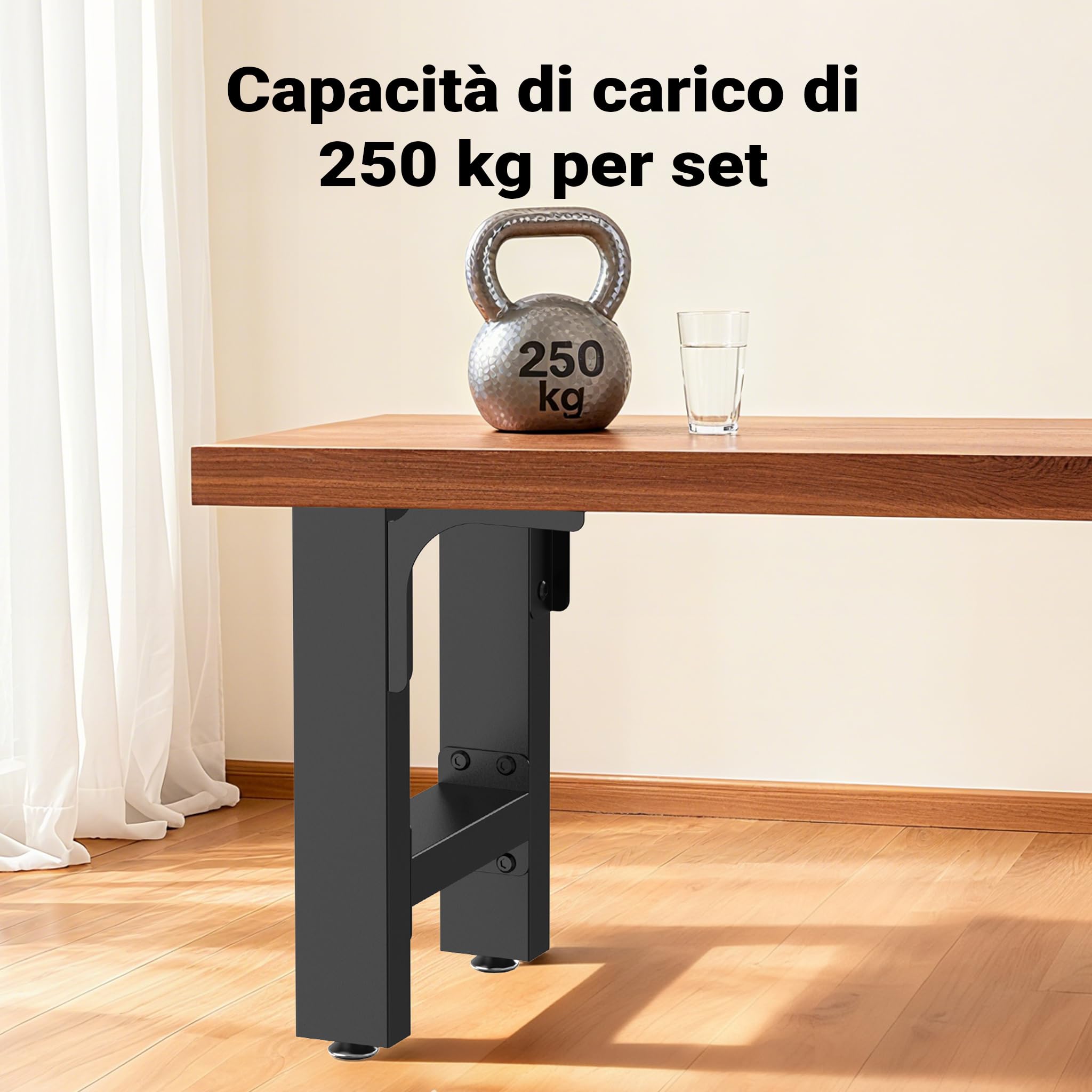 Wiltec Base Panca Nera 30x43 cm Set 2 Pezzi Acciaio