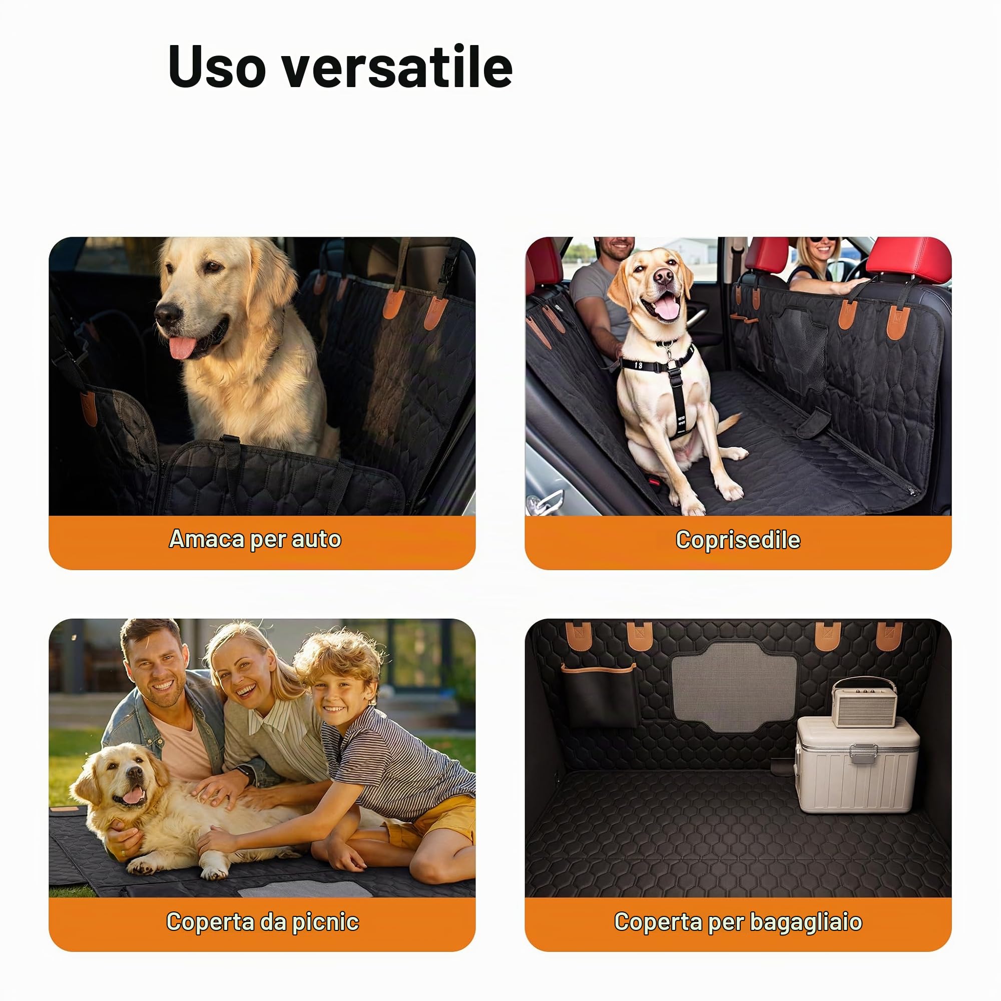 Fudajo Coprisedile Posteriore Auto Cani 137x147cm Divisibile