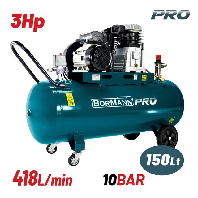 Bormann Pro Compressore 3HP 150L 418L/min a cinghia