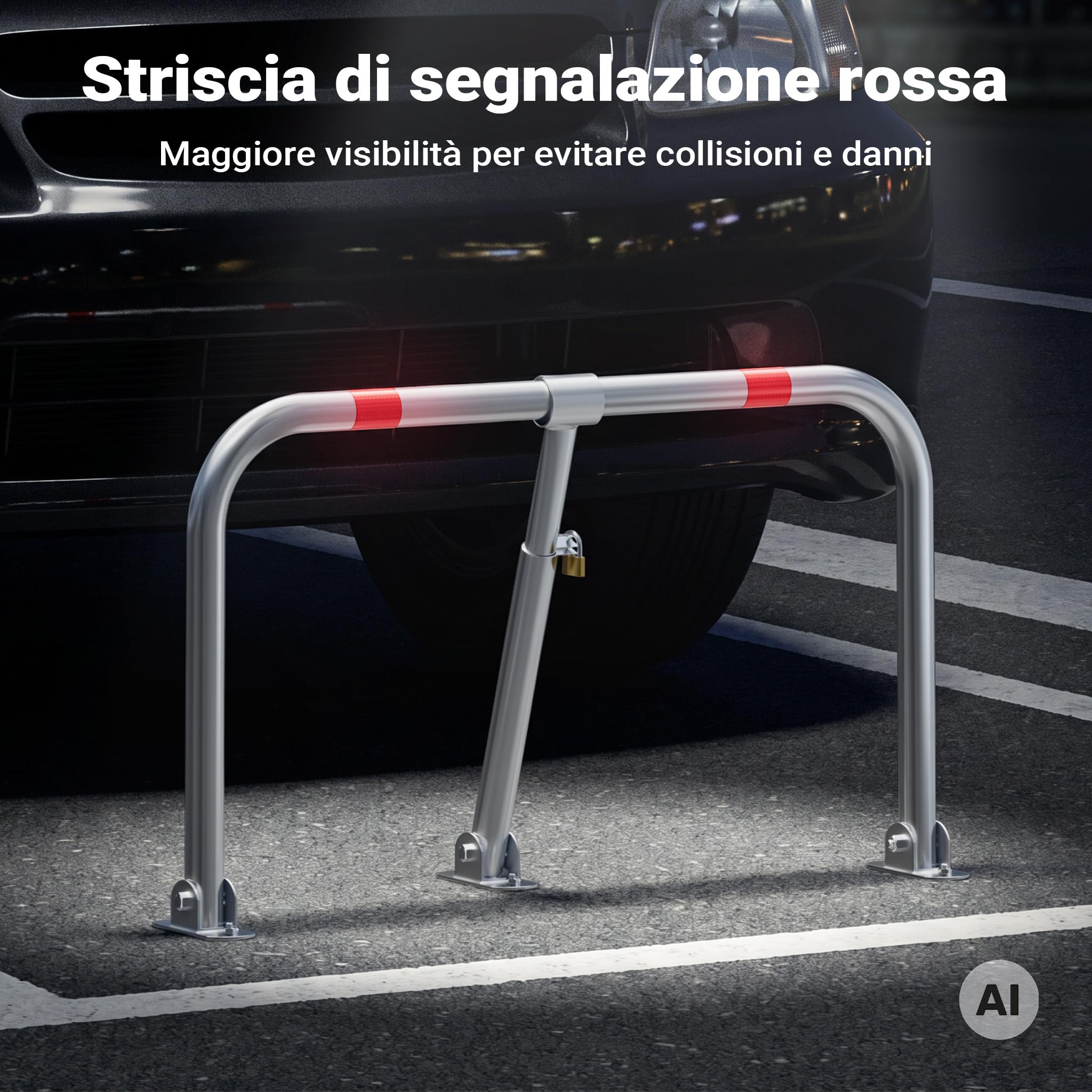 Wiltec Barriera Parcheggio Dissuasore 43x80 cm con Lucchetto
