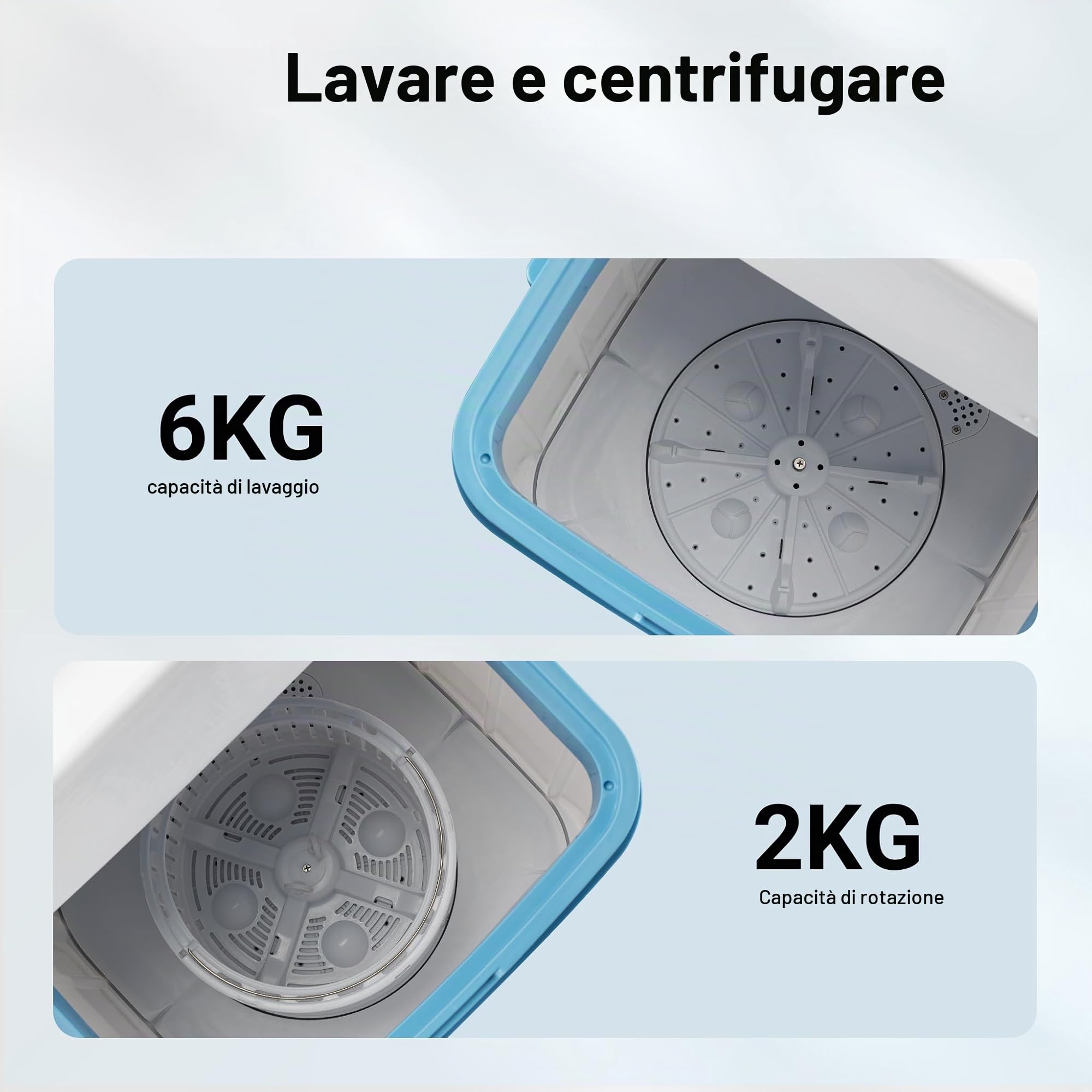 Wiltec lavatrice da campeggio 6 kg azzurro chiaro 280W