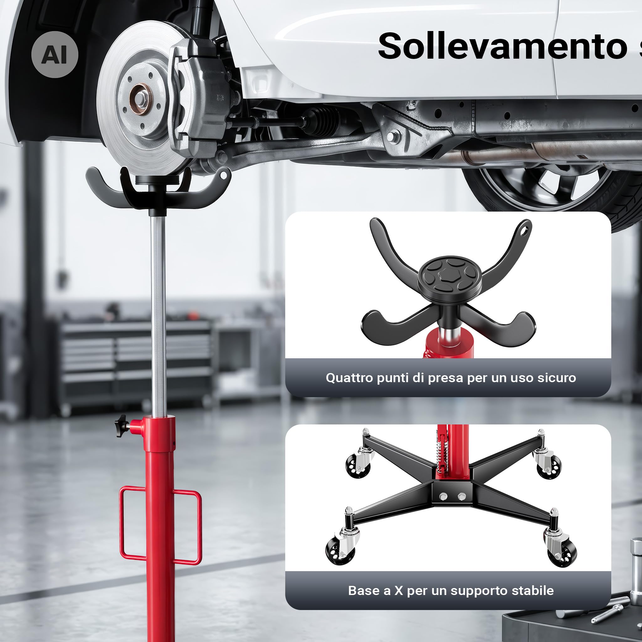 Wiltec Sollevatore da Fossa 110-190 cm 500 kg Idraulico
