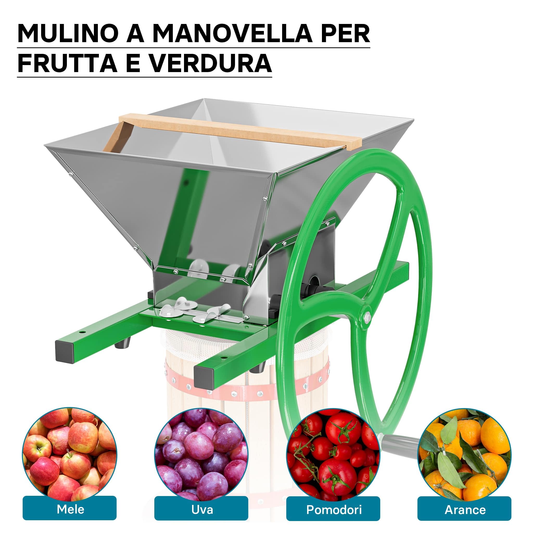 Wiltec Mulino Macina Frutta Manuale 7 Litri per Mele