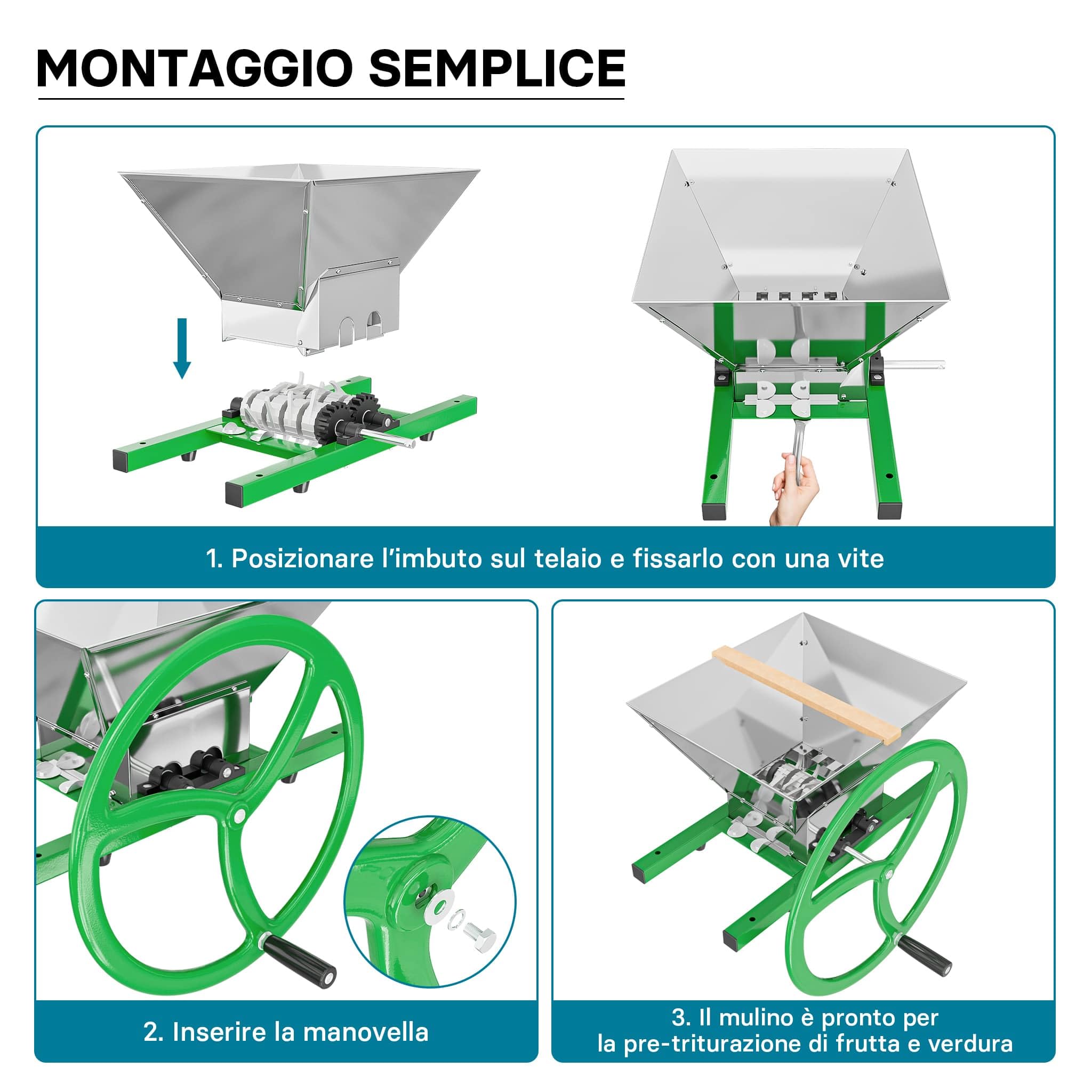 Wiltec Mulino Macina Frutta Manuale 7 Litri per Mele