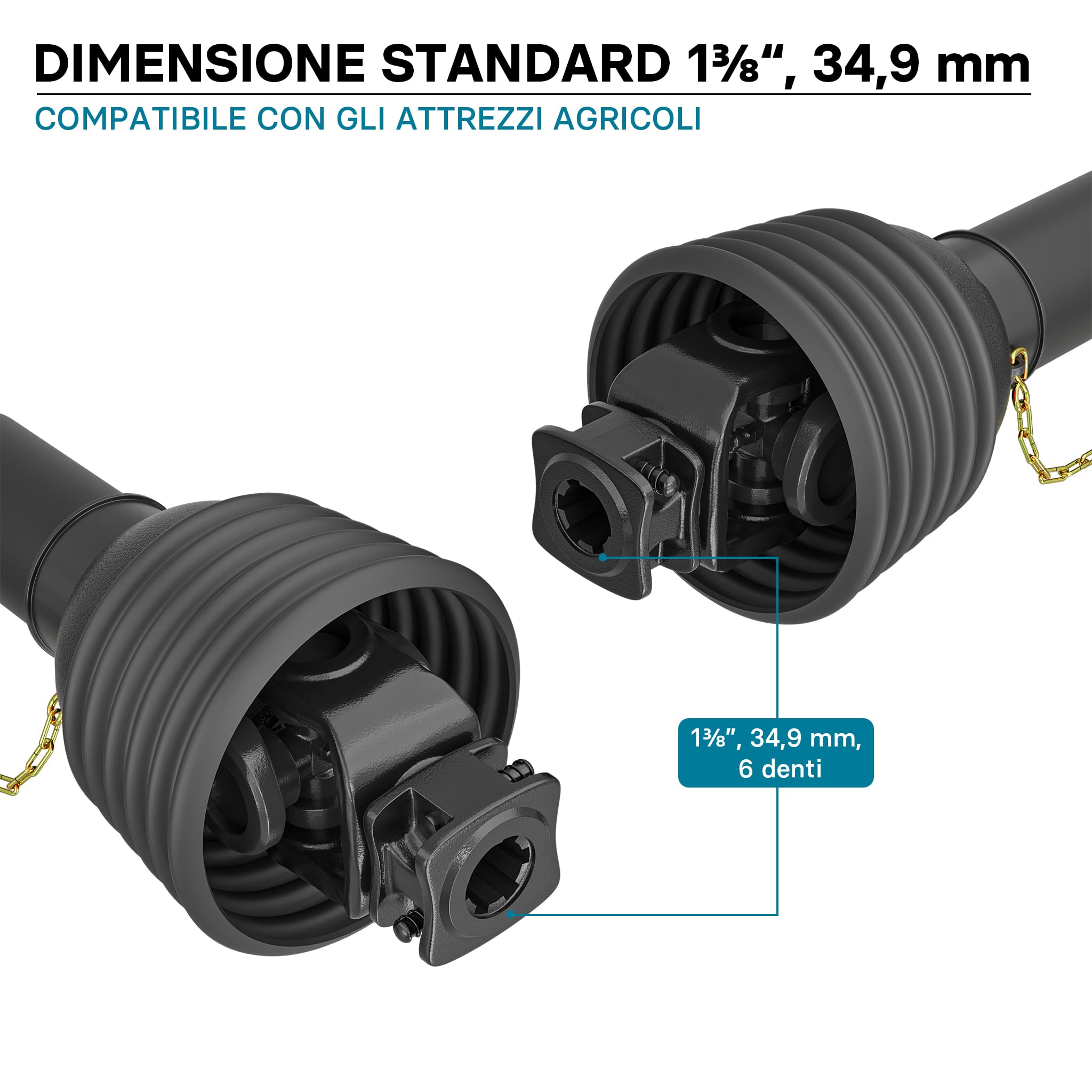 Wiltec T8 albero cardanico 850 mm 1240 Nm 1 3/8" Z6