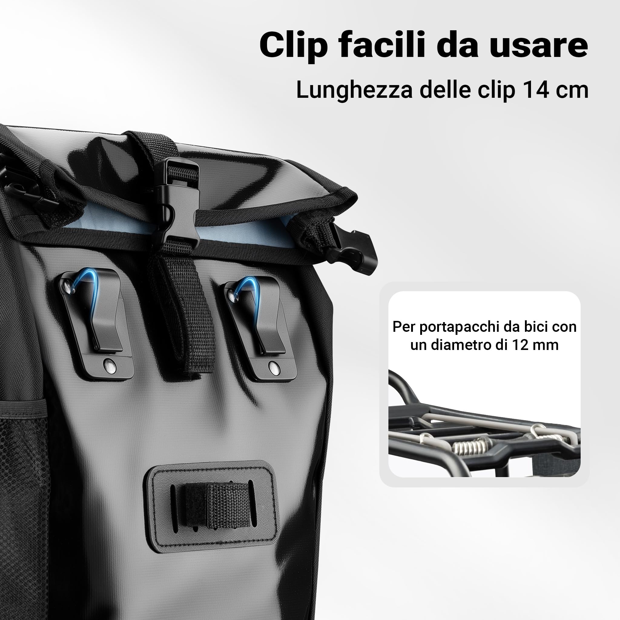 Wiltec Borsa Bici 16 l Nera Impermeabile Portapacchi