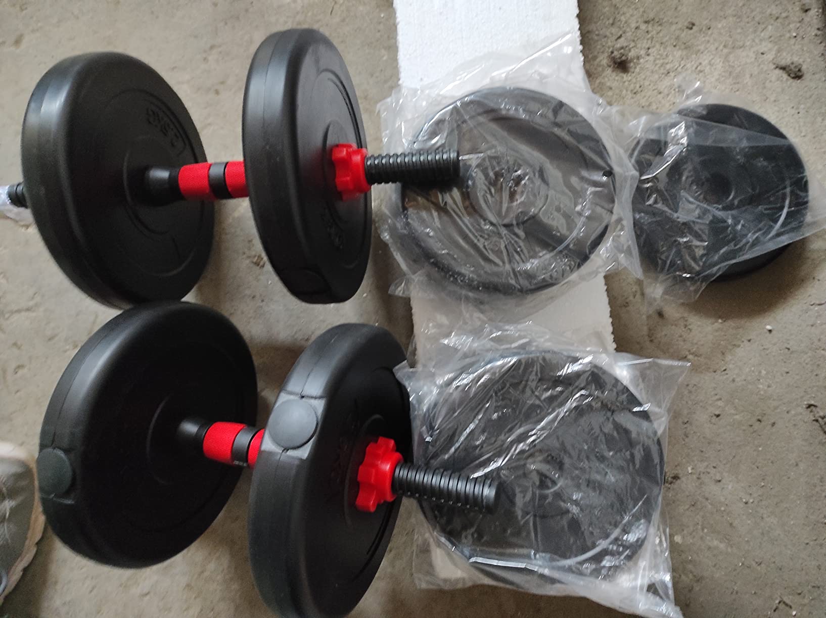 Luxtri set manubri componibili 20 kg 12 dischi cemento