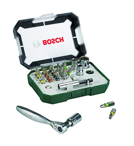 Bosch Set 26 Bit Avvitamento con Cricchetto e Bussole