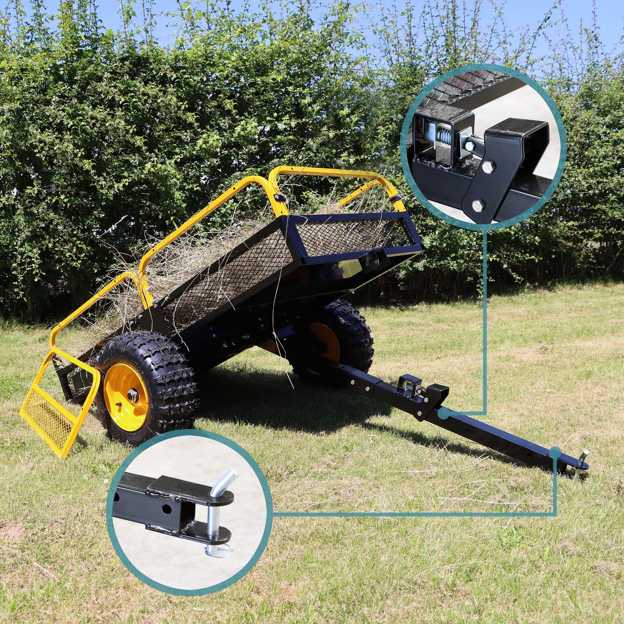 Wiltec rimorchio trattorino 450 kg 210x120x70 ribaltabile