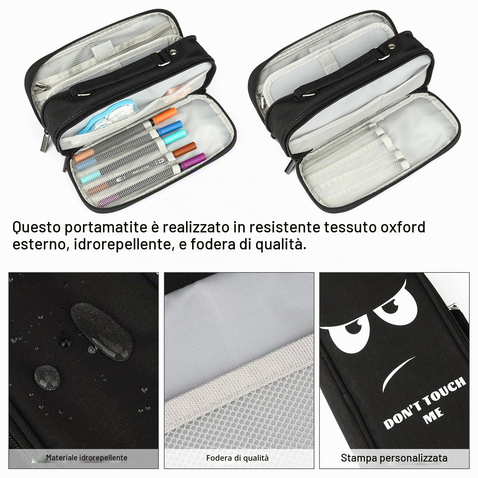 Wzone Don't Touch Me astuccio 5 scomparti nero grande