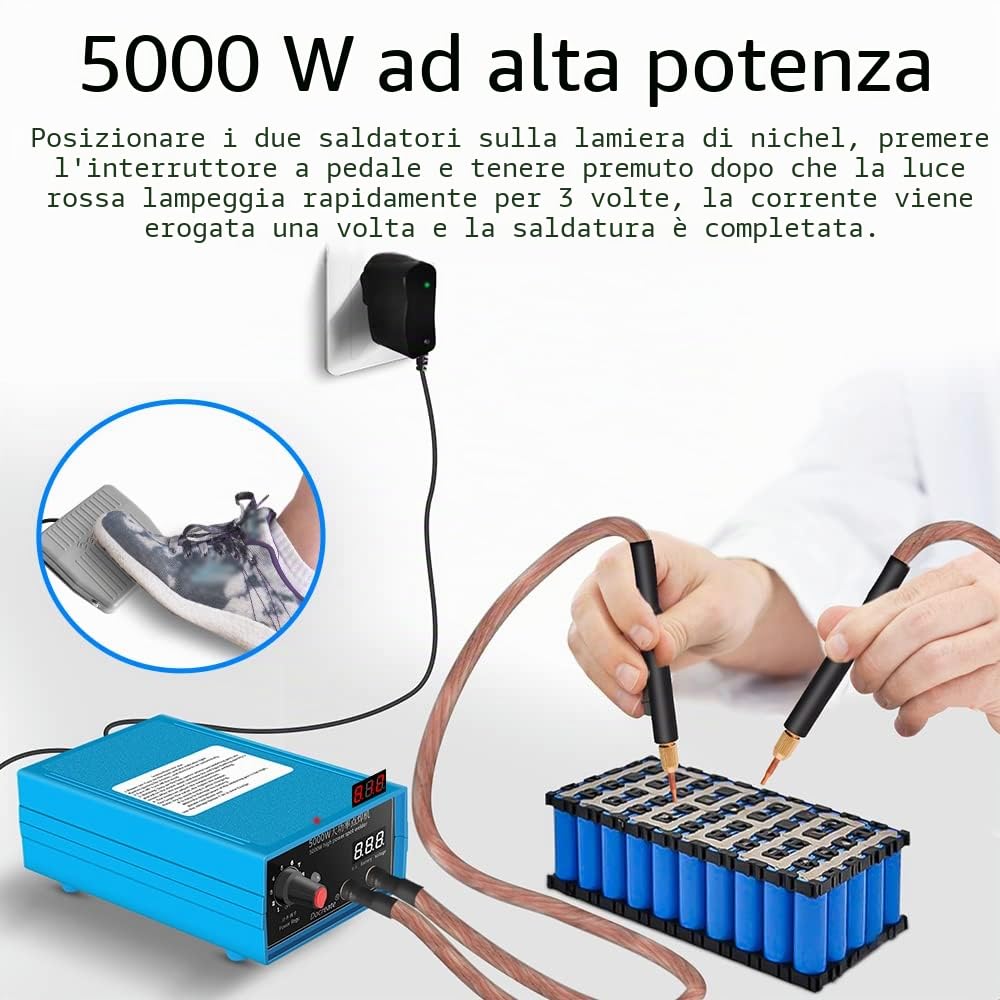 Weytoll 5000W Saldatrice a Punti 10 Livelli con Pedale