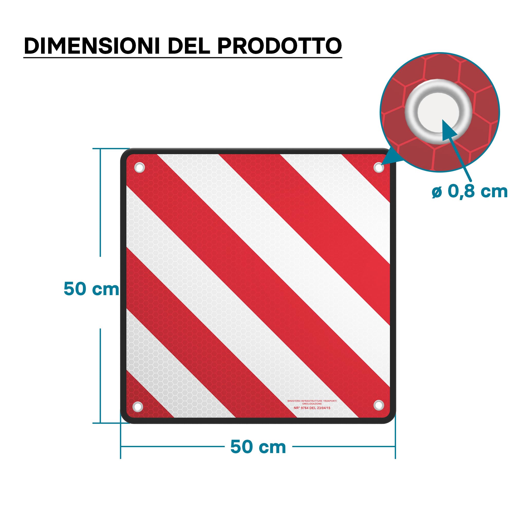 Wiltec pannello carichi sporgenti 50x50 cm Italia/Spagna alluminio