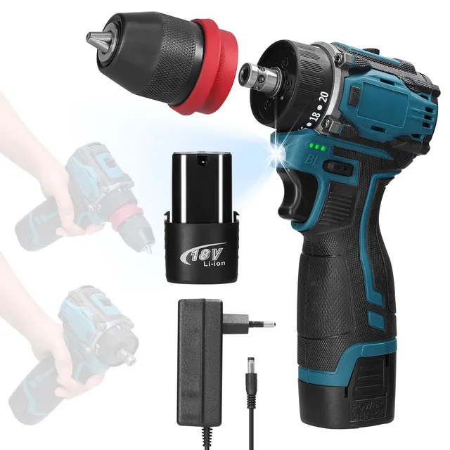 Weytoll Trapano Avvitatore 18V 45Nm con 2 Batterie 1300mAh