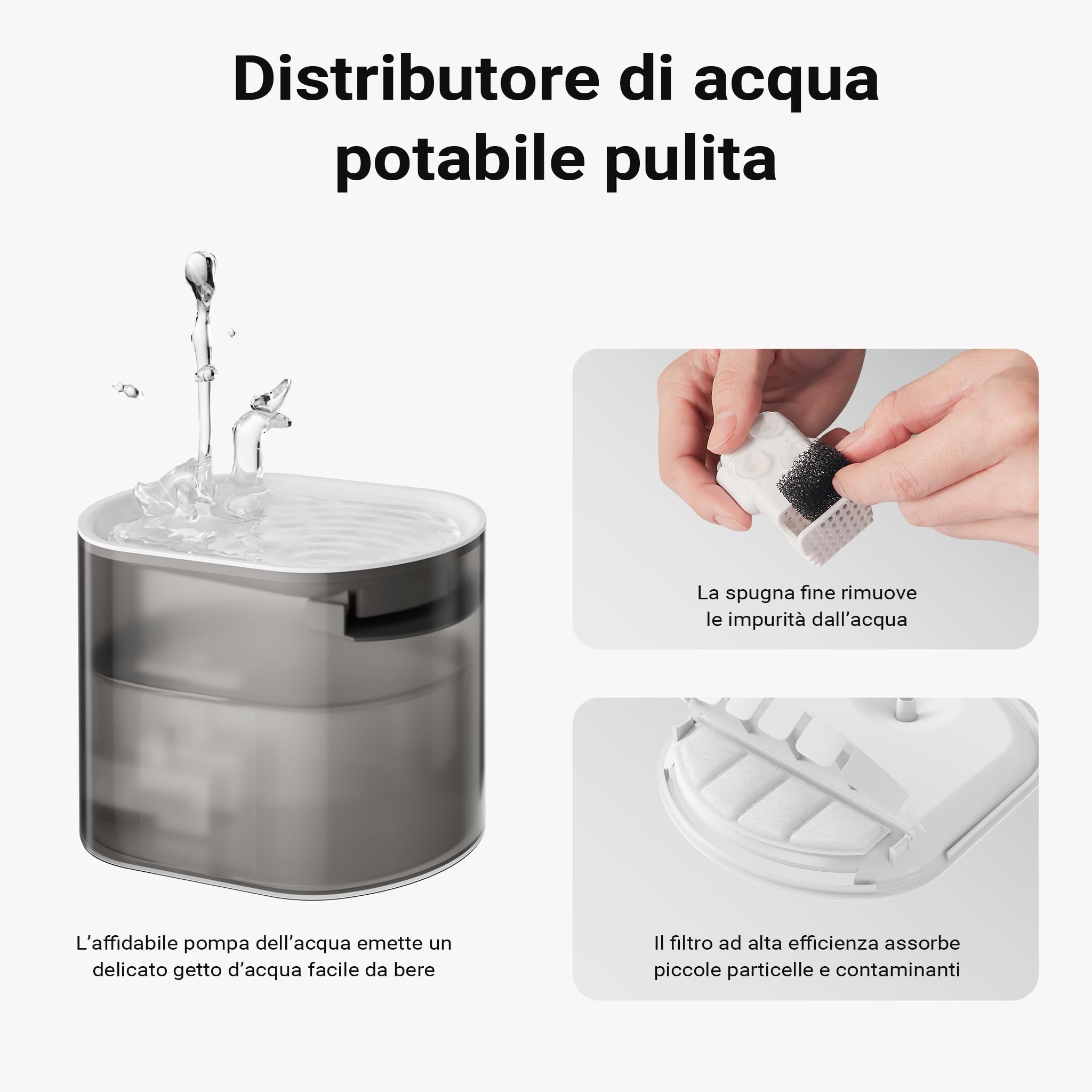 Fudajo Distributore Automatico Cibo 3L + Acqua 2,5L Bianco App