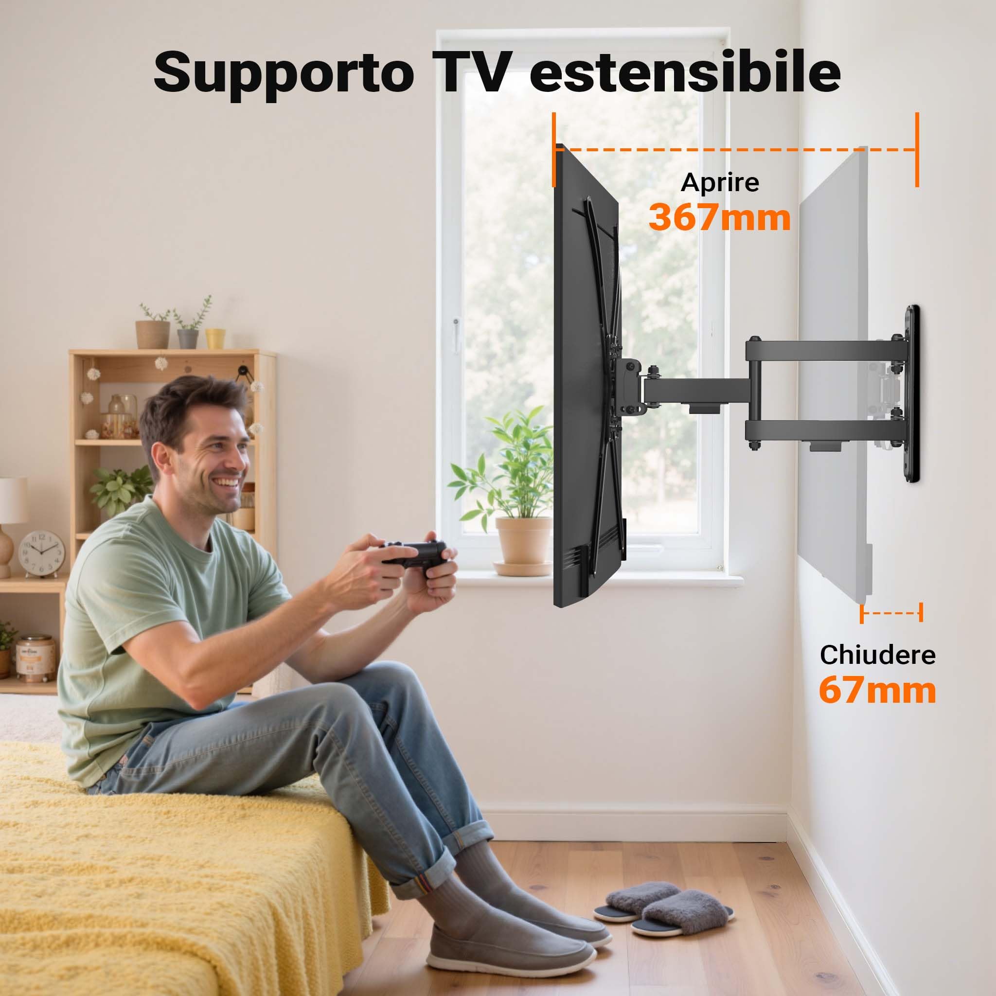 Wiltec supporto TV 13-55" braccio snodato 25 kg VESA