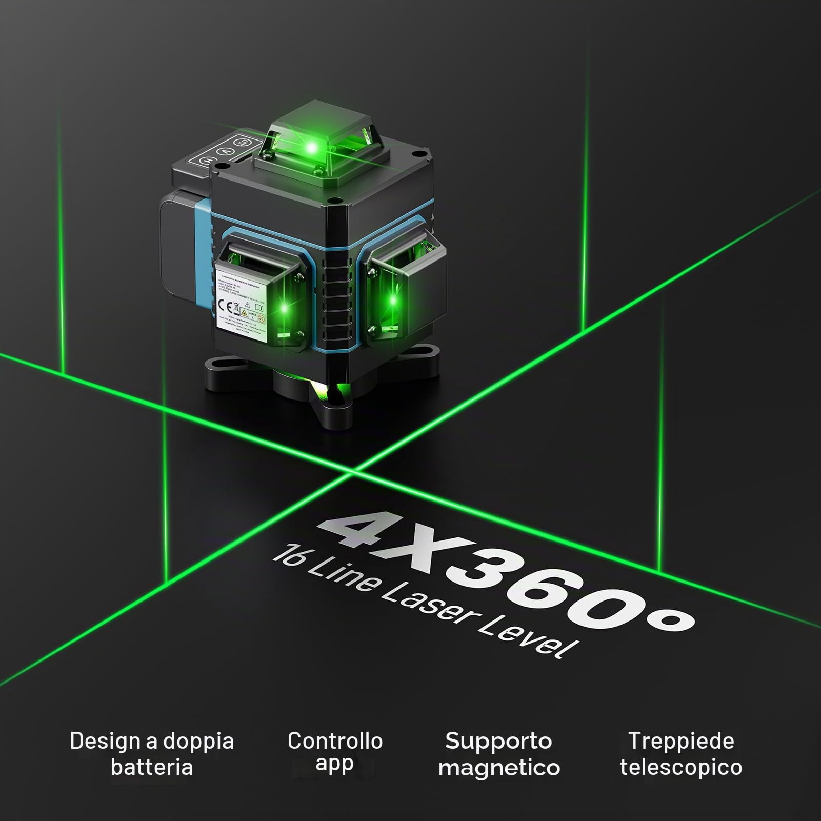 Weytoll Livella Laser 360 Verde 16 Linee Kit Treppiede