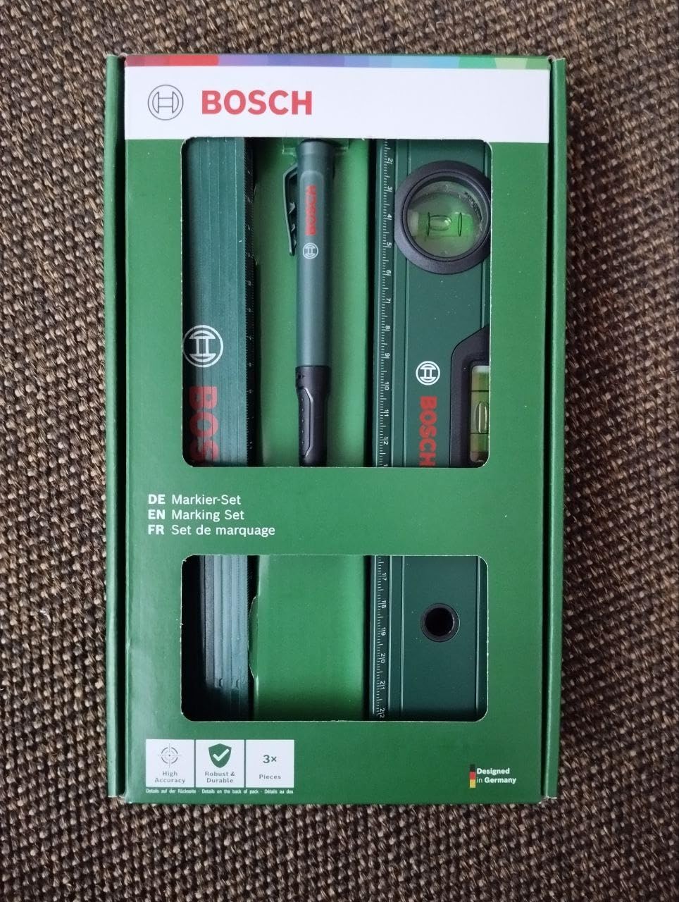 Bosch Home and Garden Set di Marcatura Livella 25 cm 3 pezzi