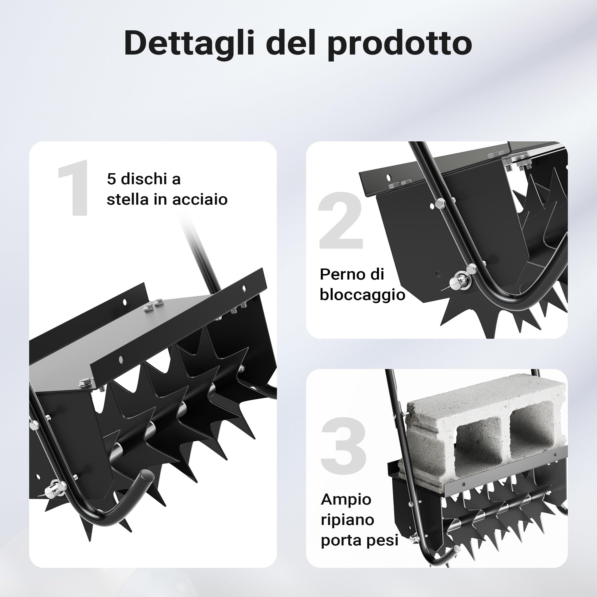 Wiltec Arieggiatore Prato Manuale 5 Dischi 16 Pollici