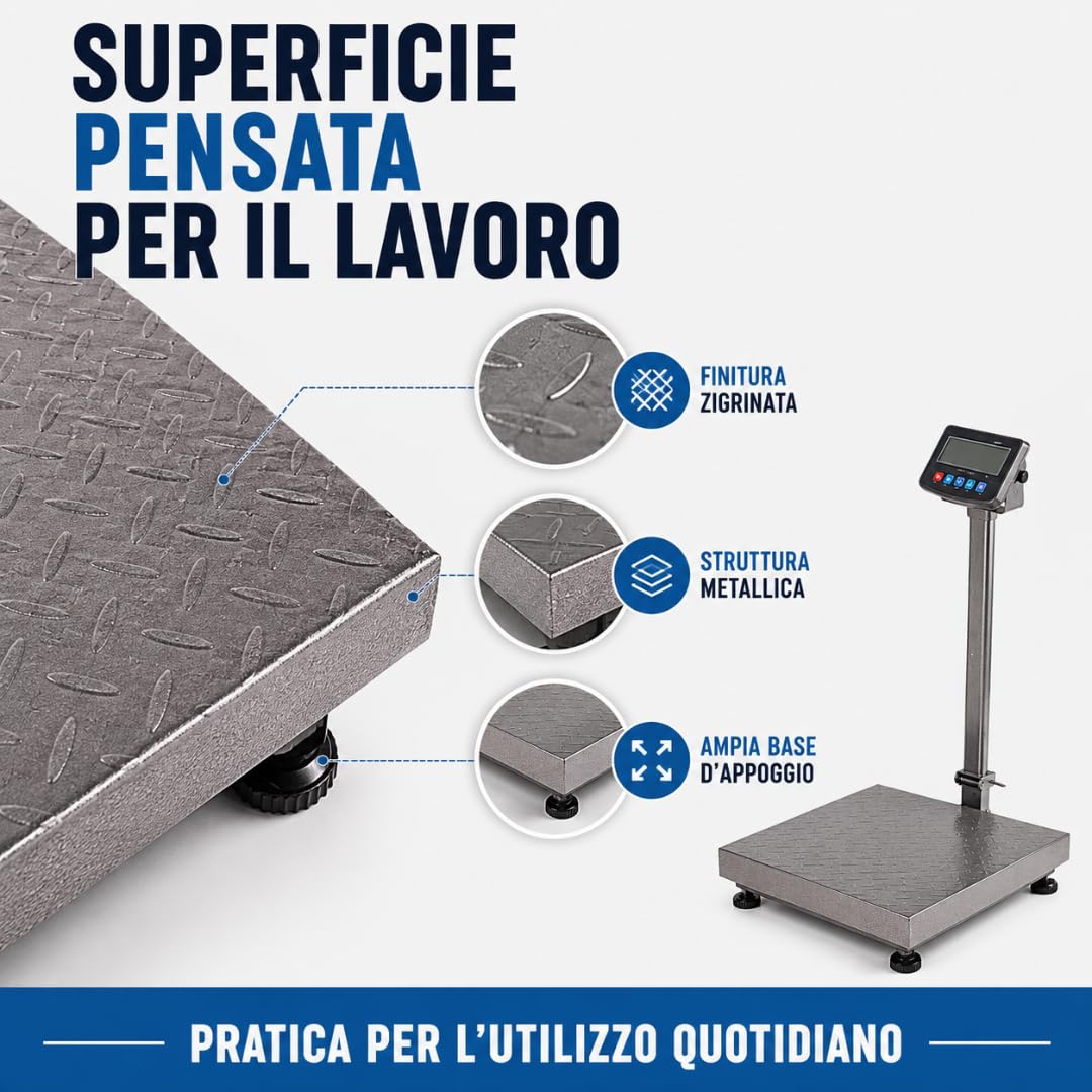 De Rosa Shop bilancia digitale 300 kg display ricaricabile