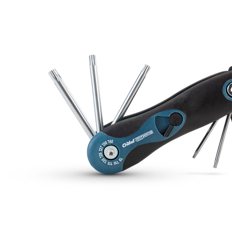 Bormann Set Chiavi Torx Pieghevole 8 Pezzi T9-T40 Forate