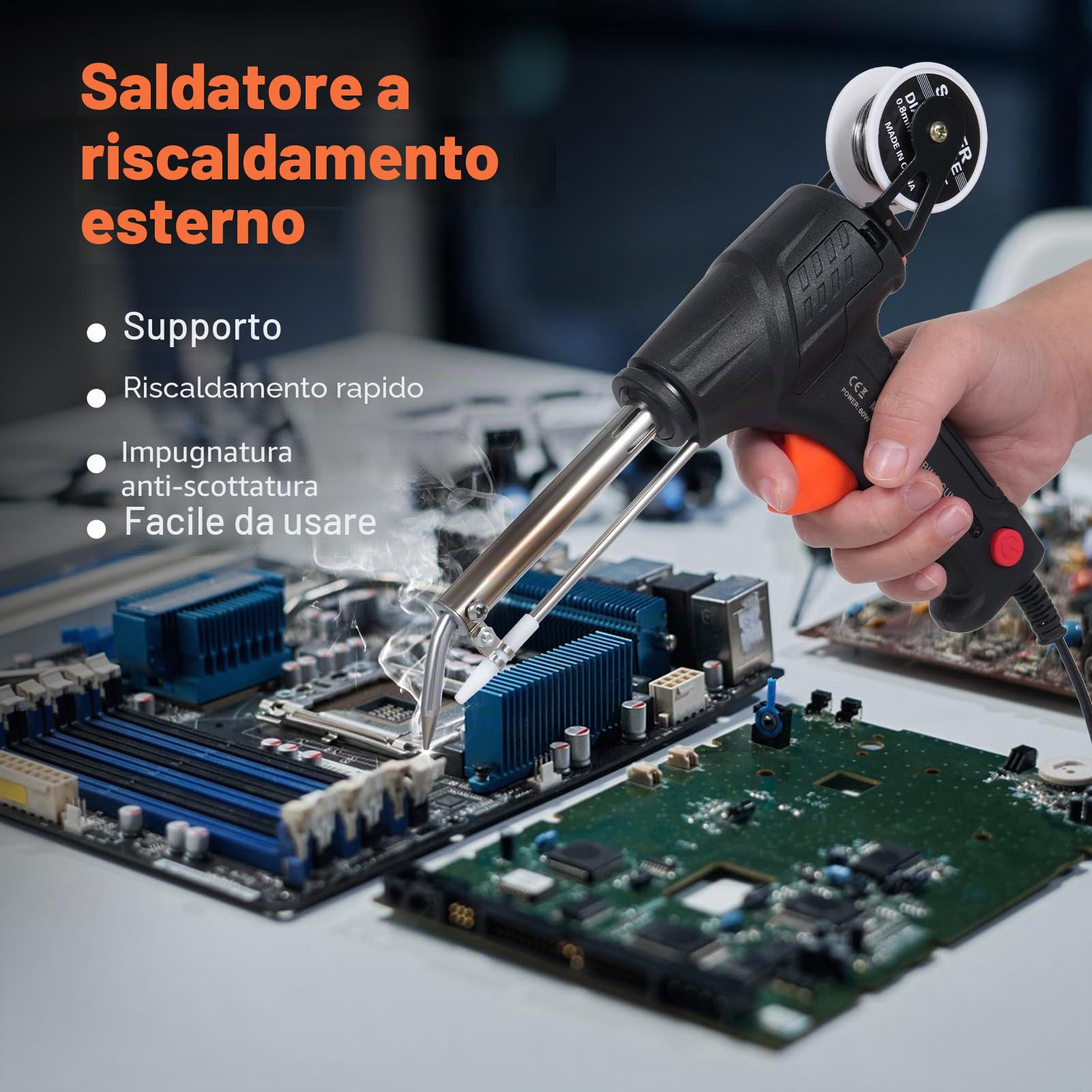 Weytoll Set saldatore elettrico 60 W con filo stagno una mano