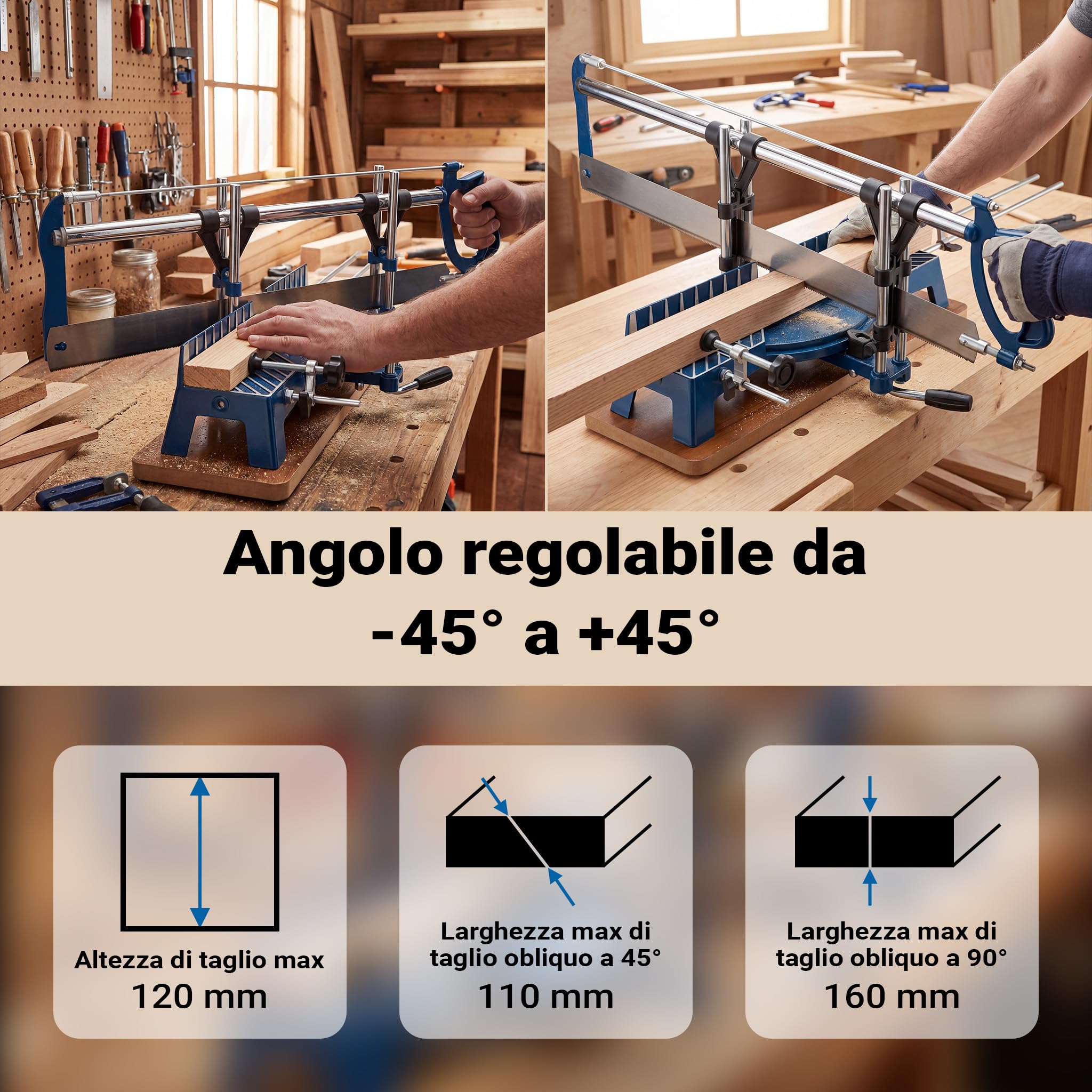 Wiltec Sega obliqua manuale 600mm legno 150mm