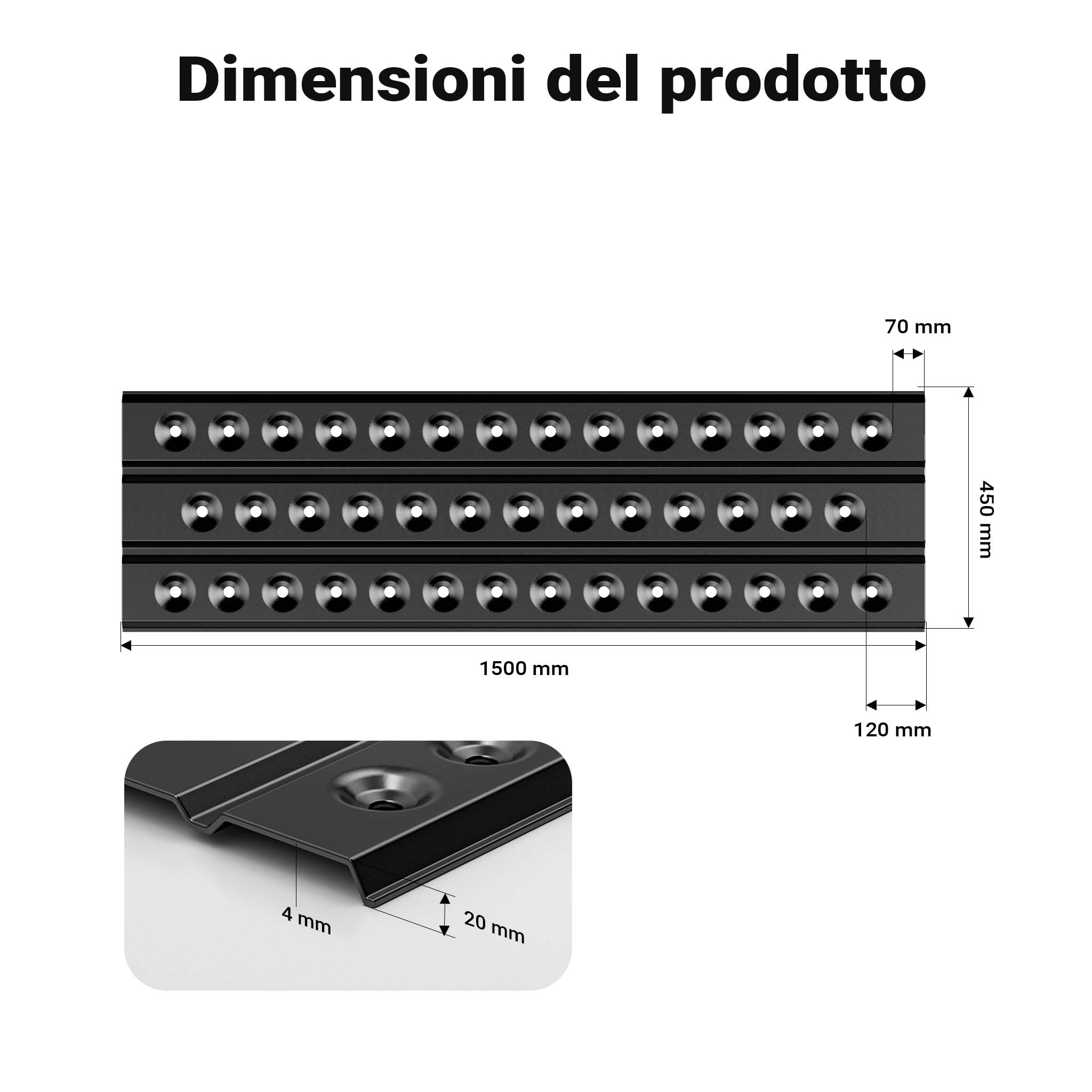 Wiltec piastre sabbia 150x45 cm alluminio 2 pezzi