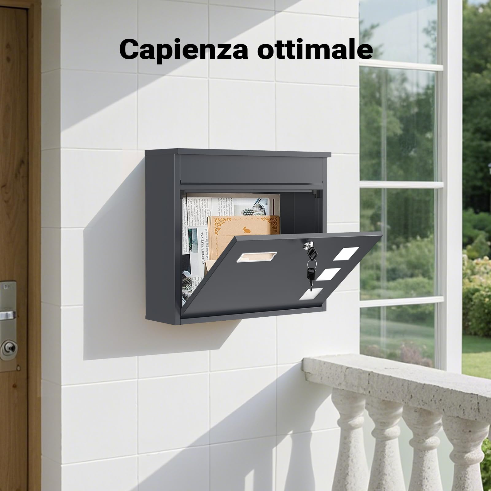 Wiltec Cassetta Postale V12 Antracite Finestrelle Nome