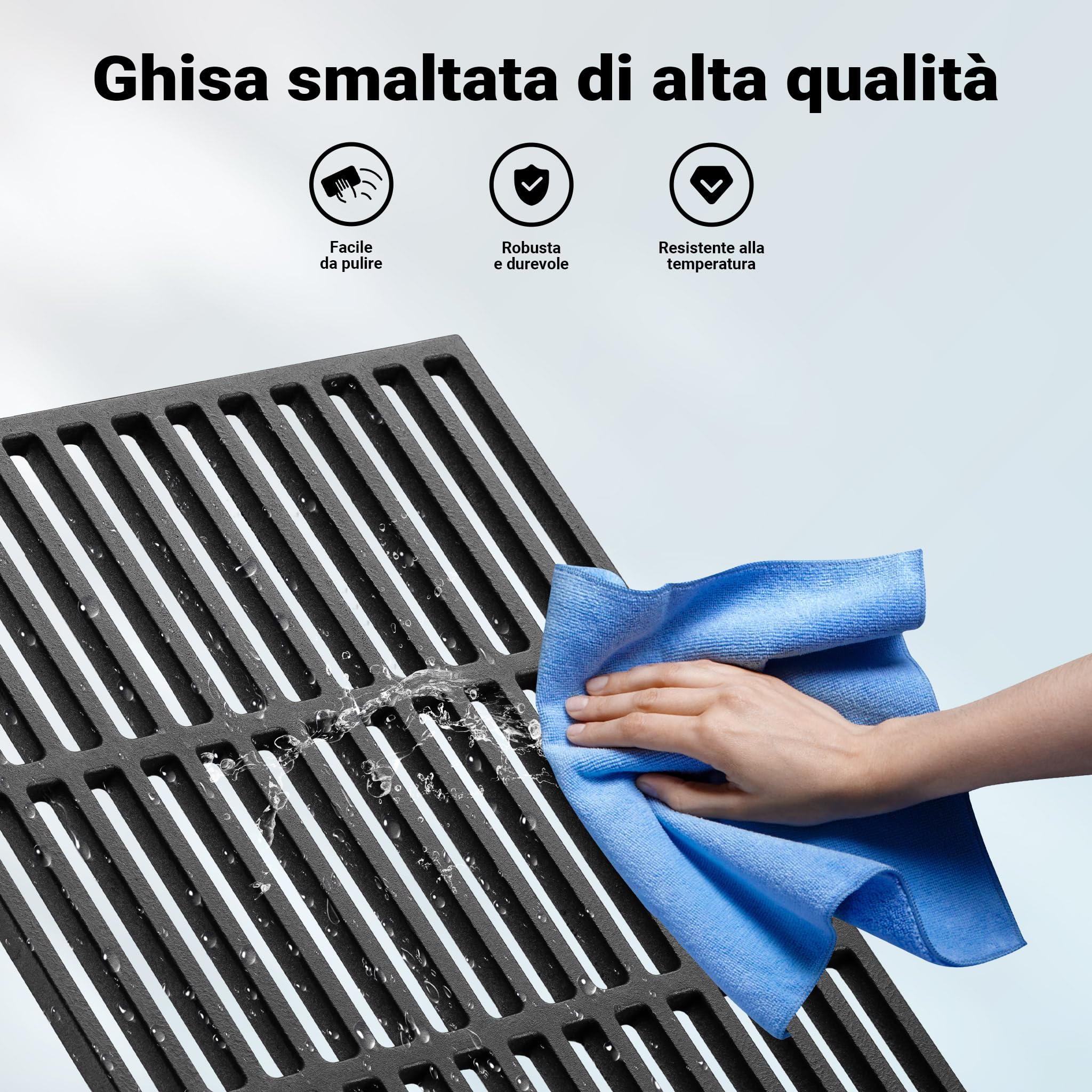 Wiltec griglia ghisa camino barbecue 29x38 cm spessore 9 mm