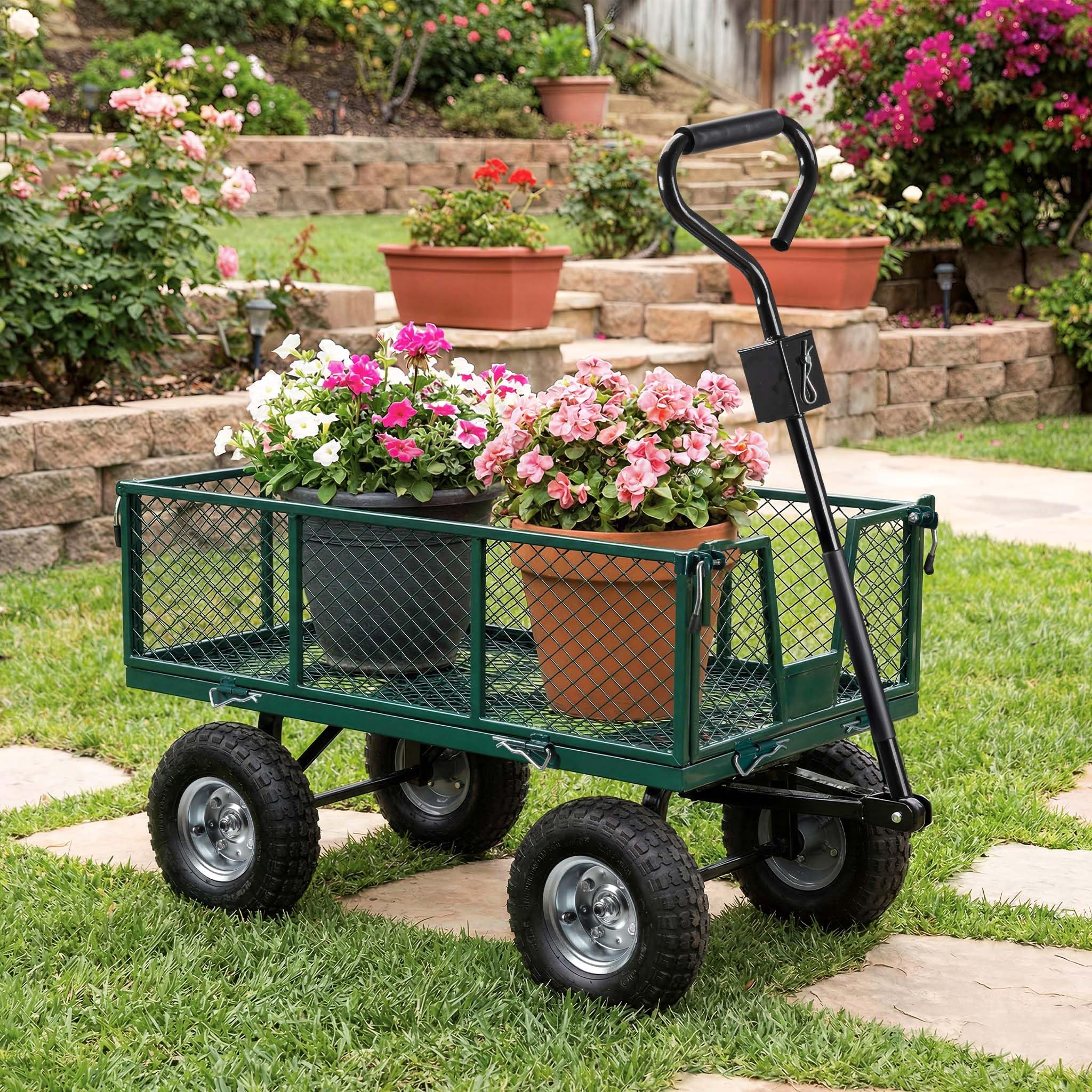 Wiltec Carrello trasporto da giardino 300 kg con telone
