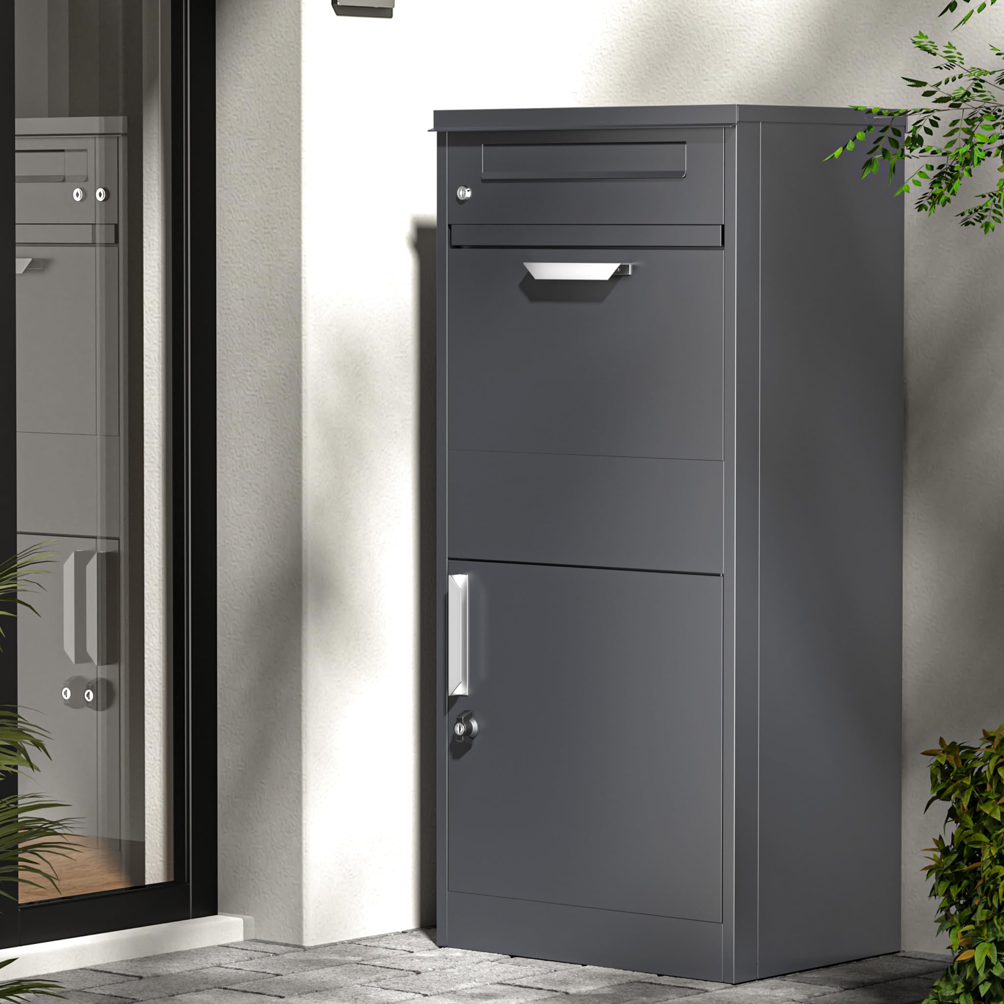 Wiltec cassetta pacchi antracite 500x370x1120 mm con serratura