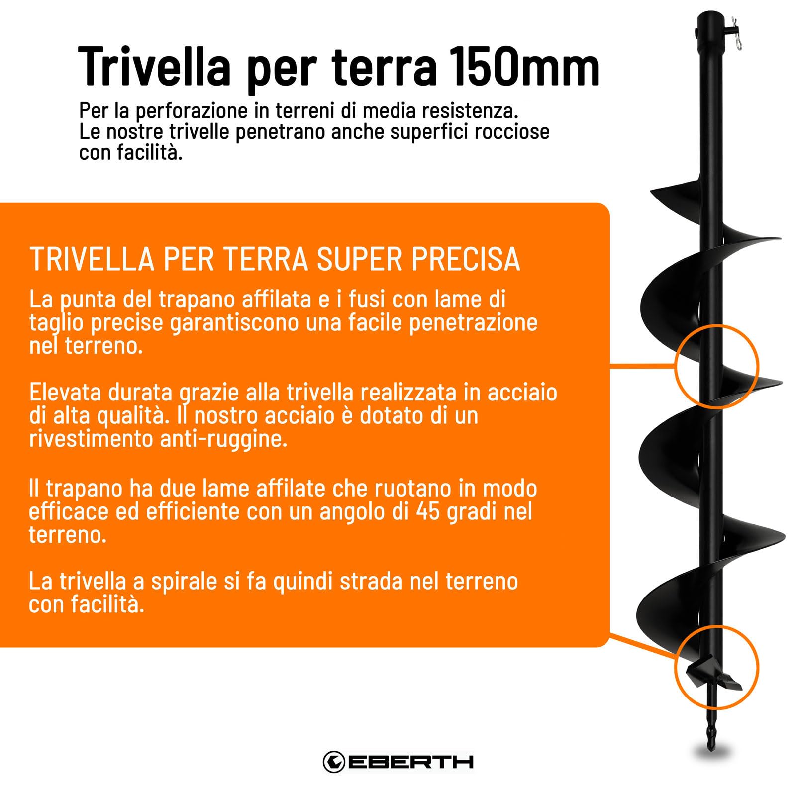 Eberth Trapano elicoidale trivella giardino 150 mm