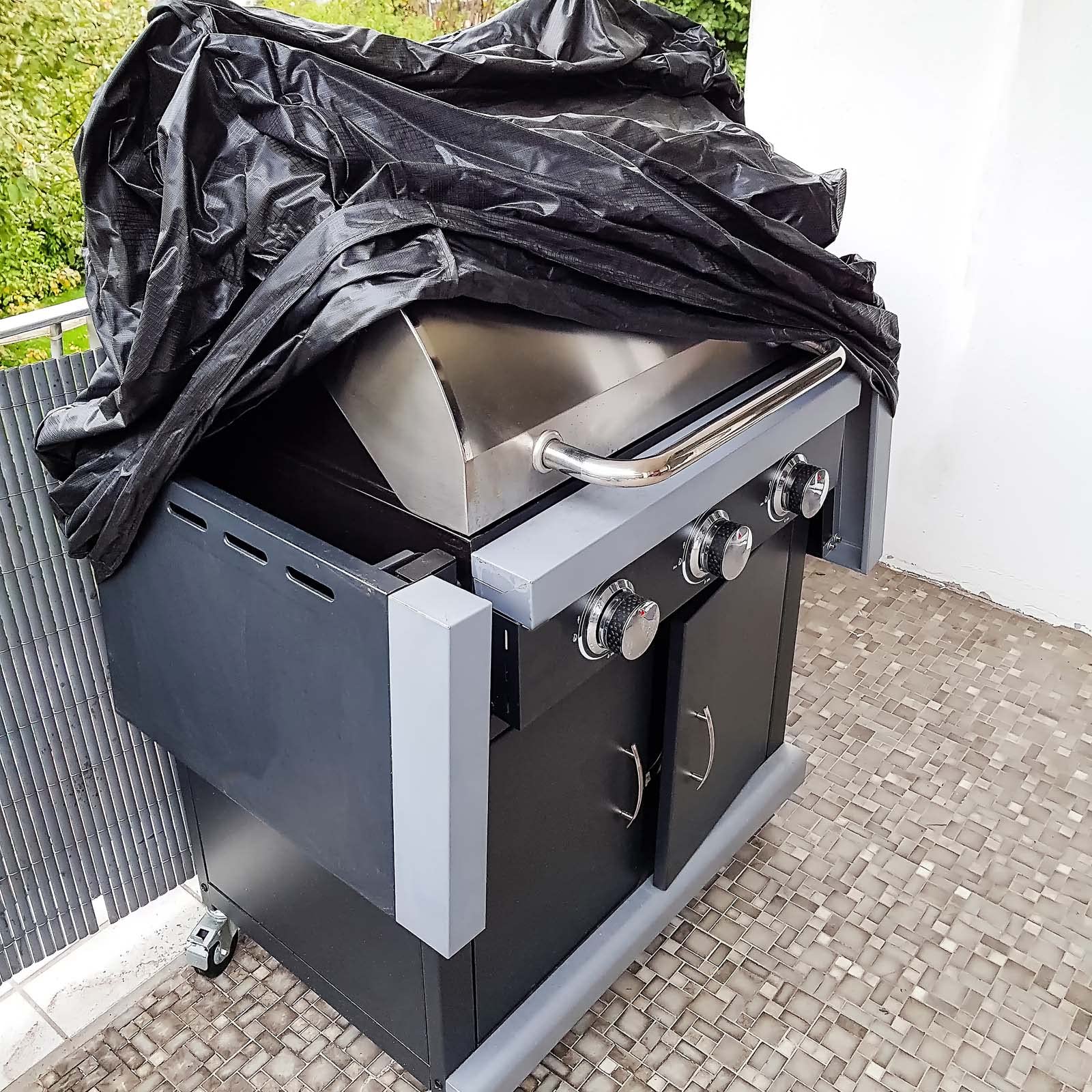 Wiltec Toboli telo copri barbecue 132x66x109 cm PVC nero