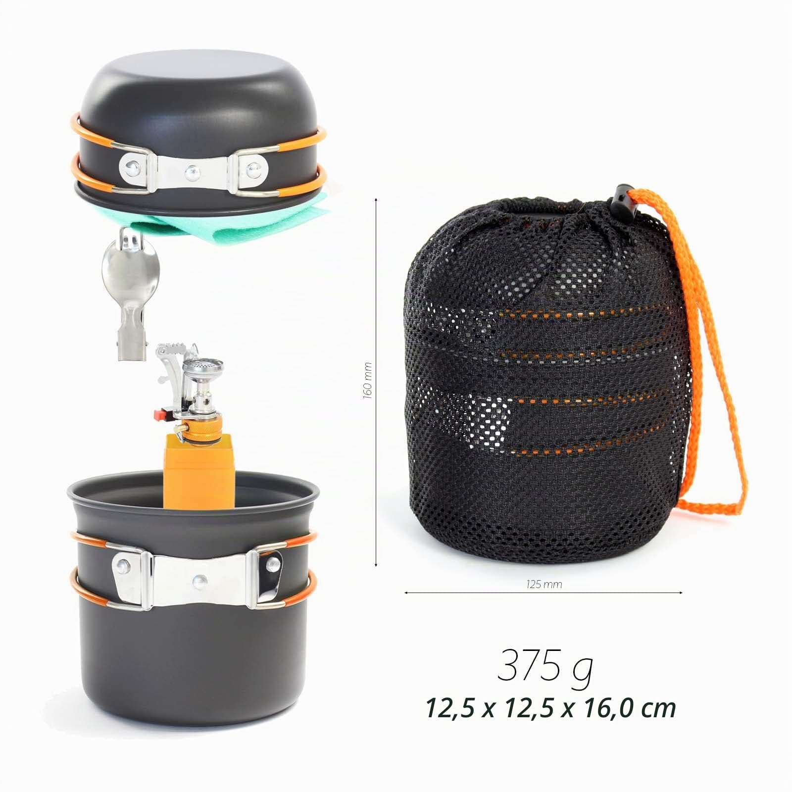 Wiltec Toboli set stoviglie campeggio 6 pz alluminio