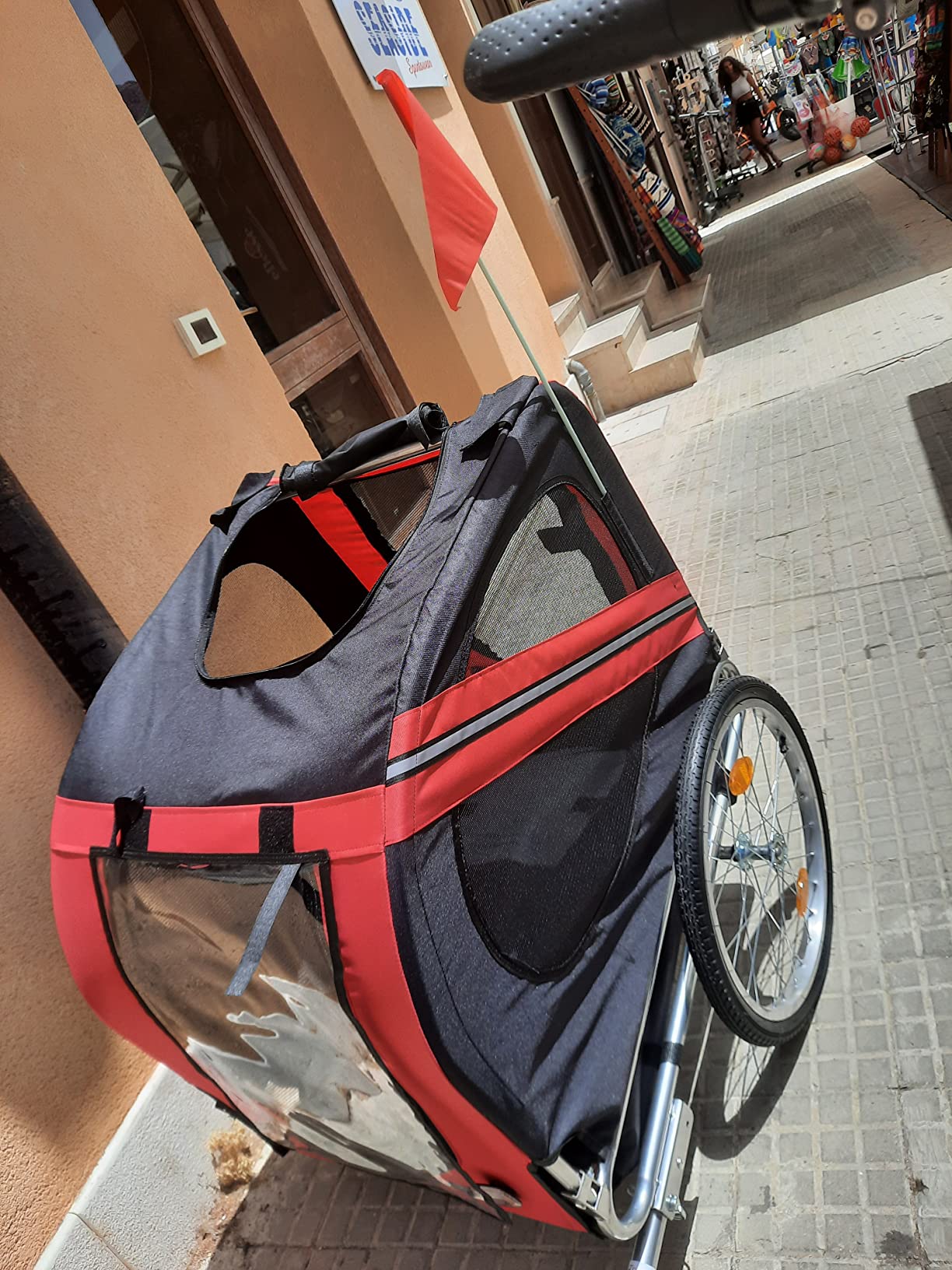 Wiltec Rimorchio Bici per Cani 40 kg con Parapioggia