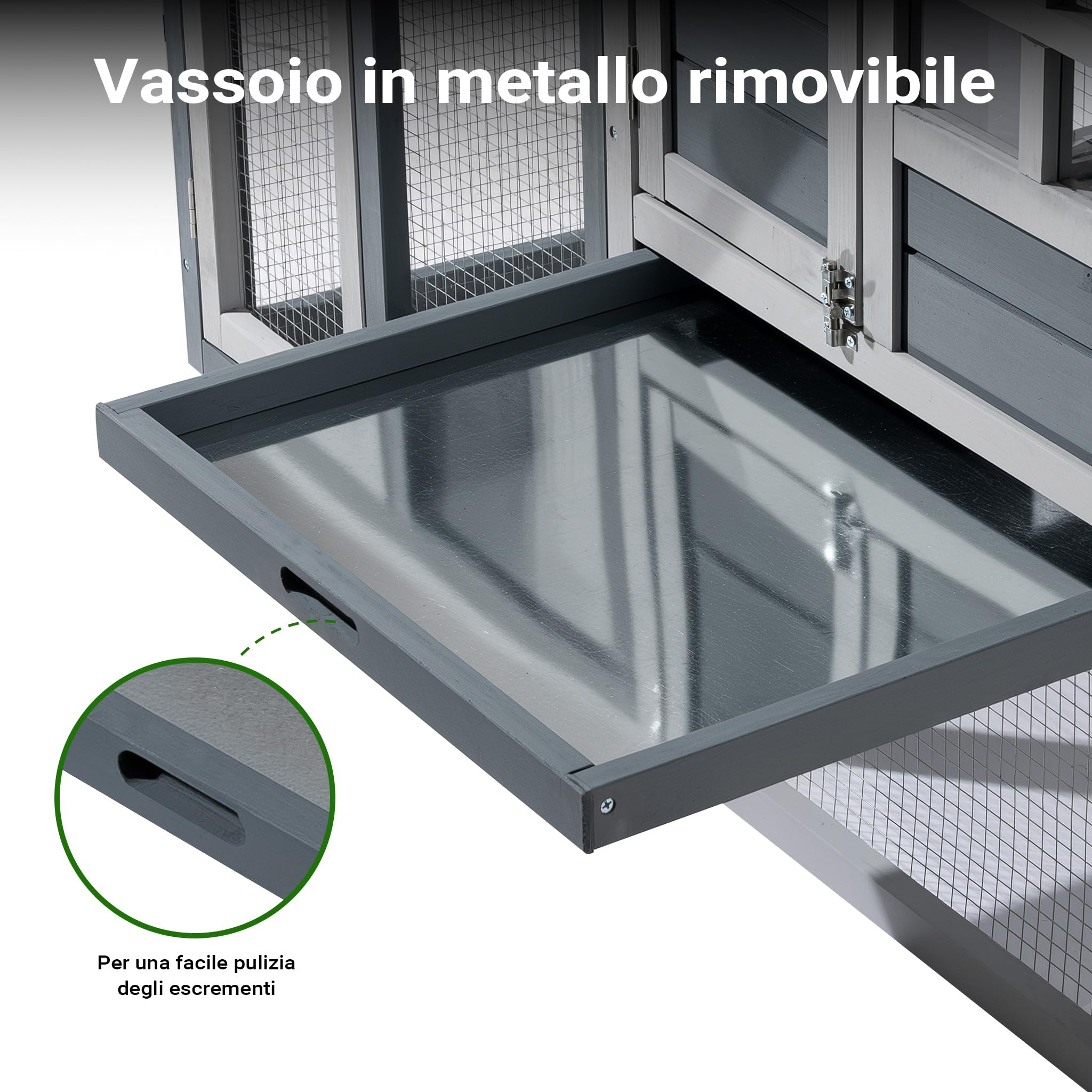 Wiltec Conigliera Legno 122x63x92 cm Grigia Recinto