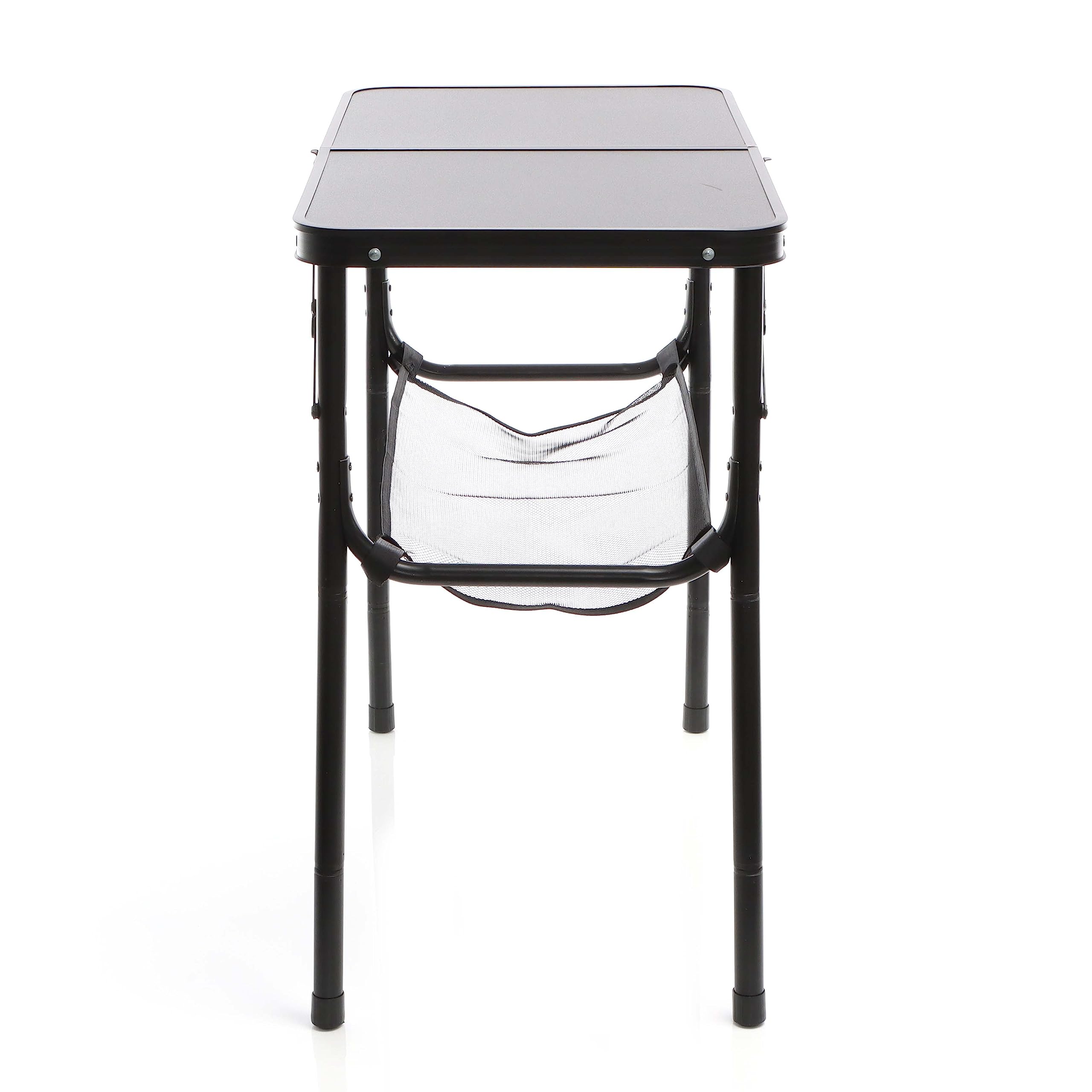 Wiltec Toboli Tavolo Campeggio Alluminio 80x40 cm Nero Altezza