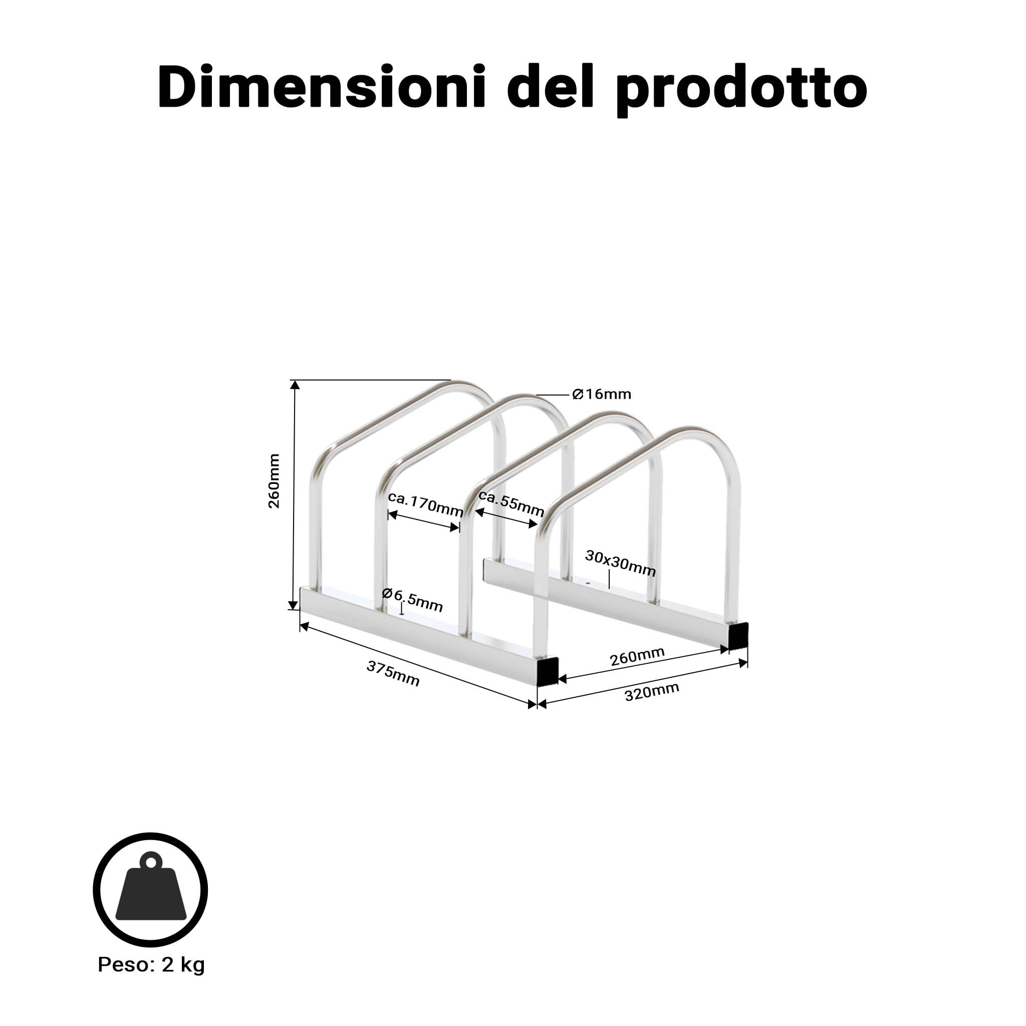 Wiltec Rastrelliera Bici 2 Posti in acciaio zincato