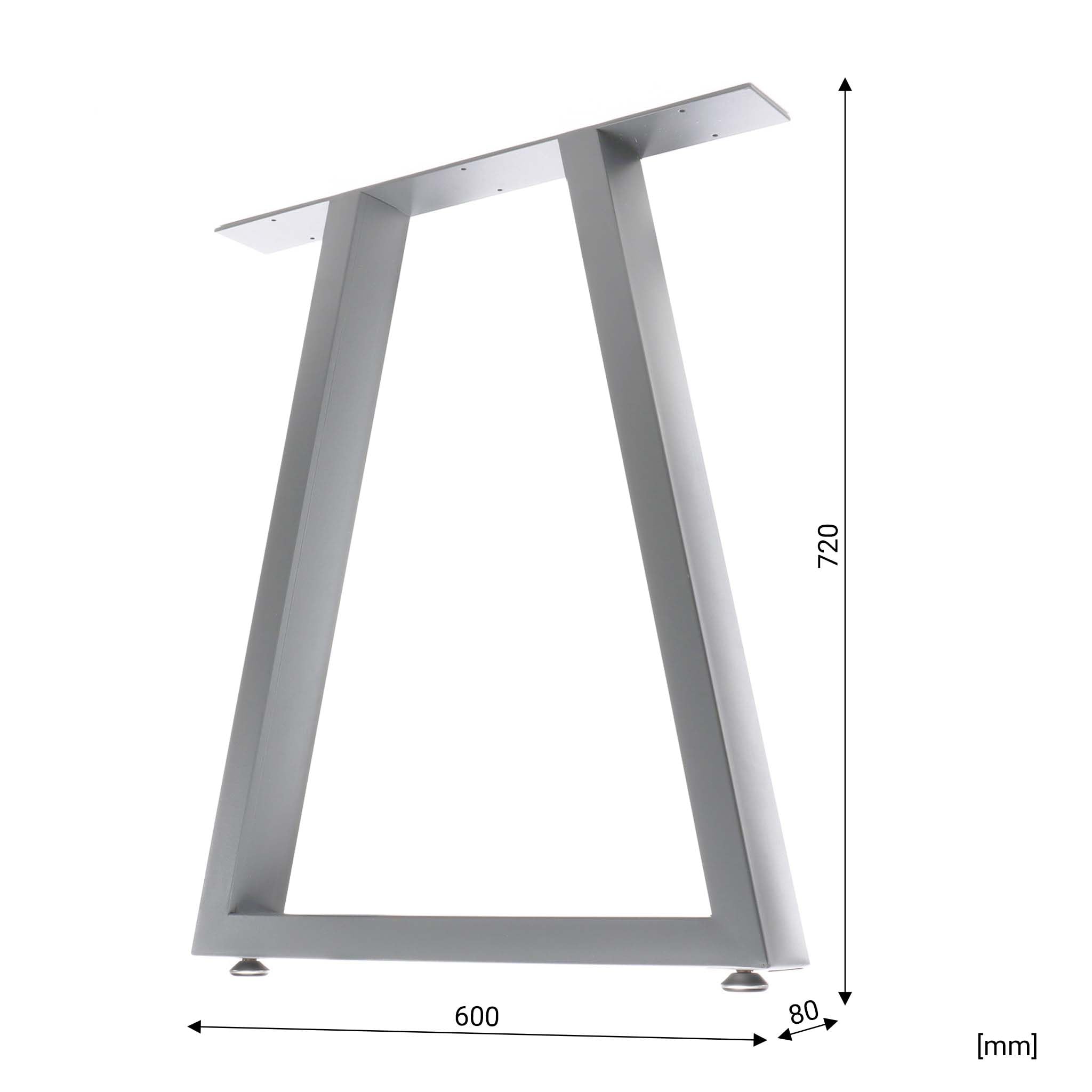 XPOtool Gambe Tavolo Trapezio 60x72 cm Acciaio Grigio 2pz