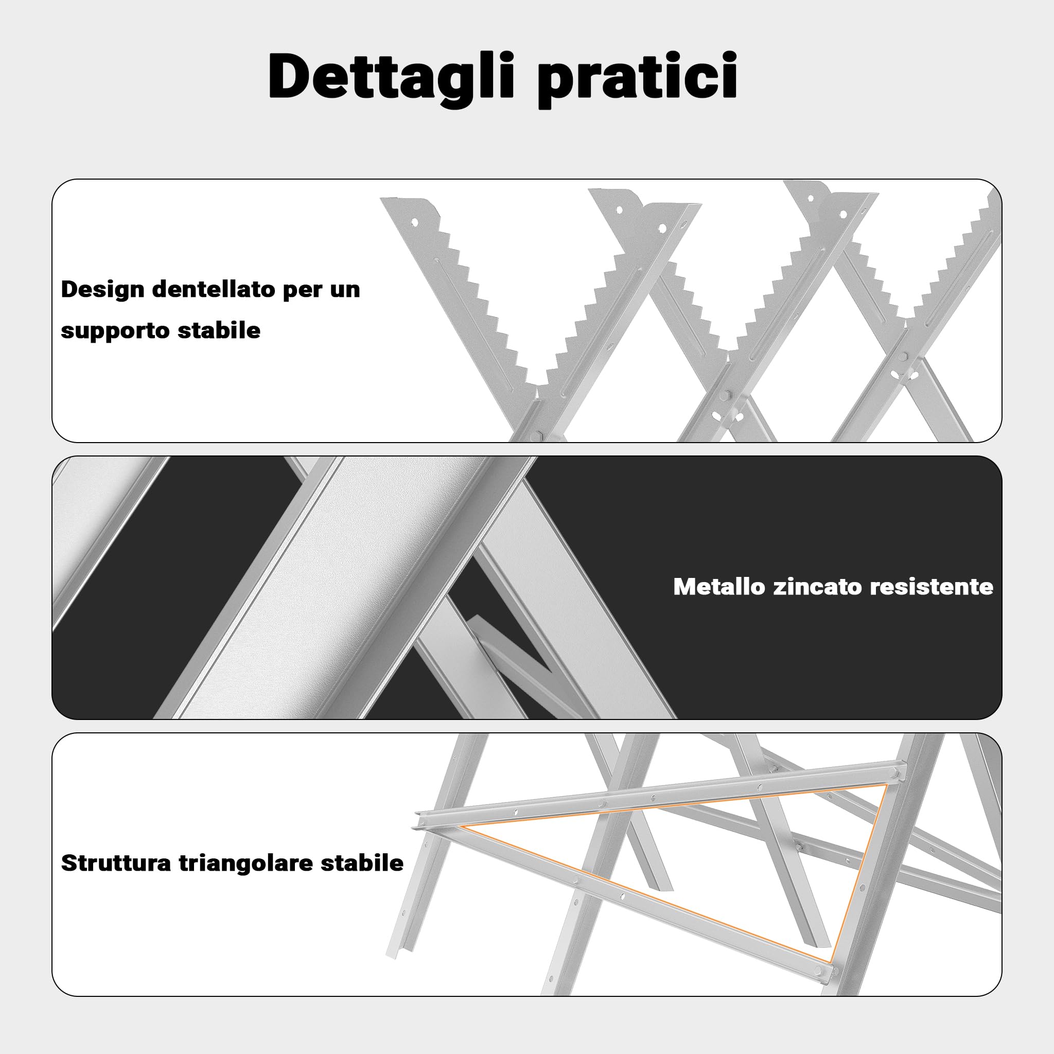 Wiltec Cavalletto Taglialegna Pieghevole 100 Kg Acciaio