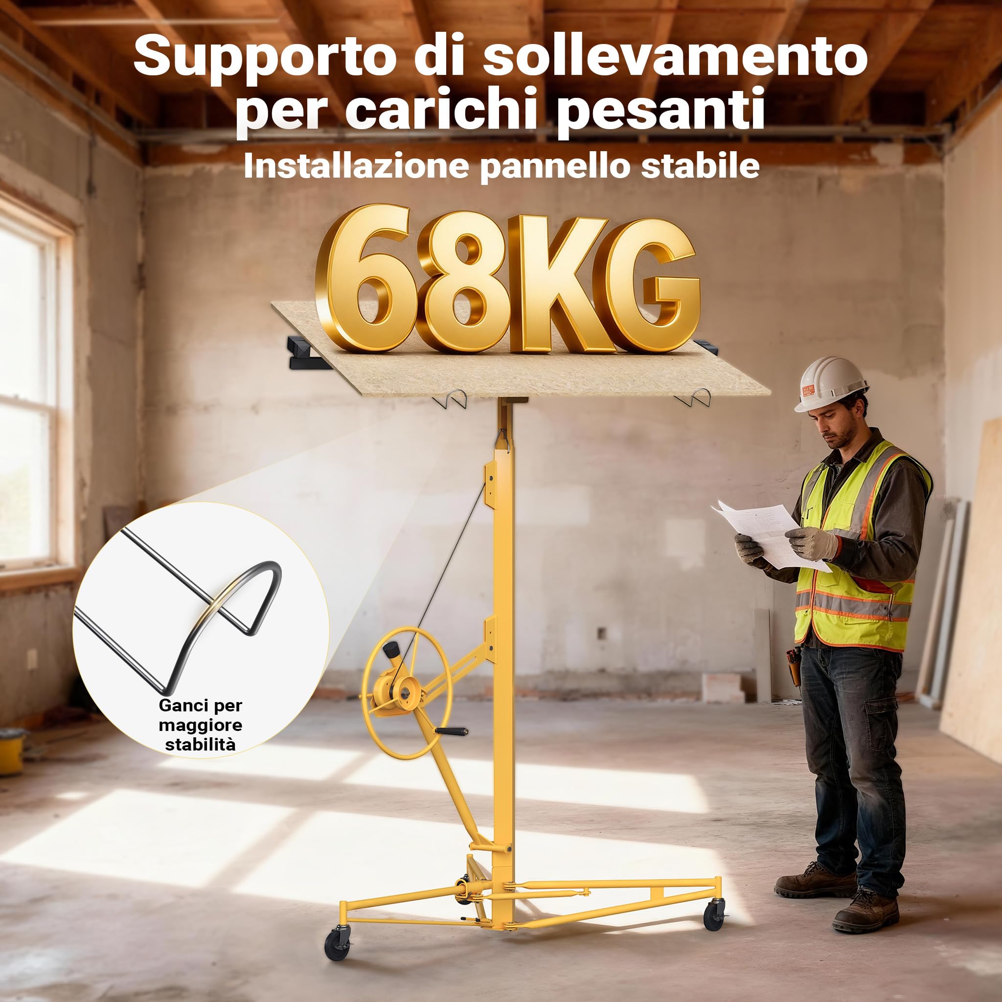 Wiltec XPOtool alzalastre XXL giallo 68 kg 487 cm