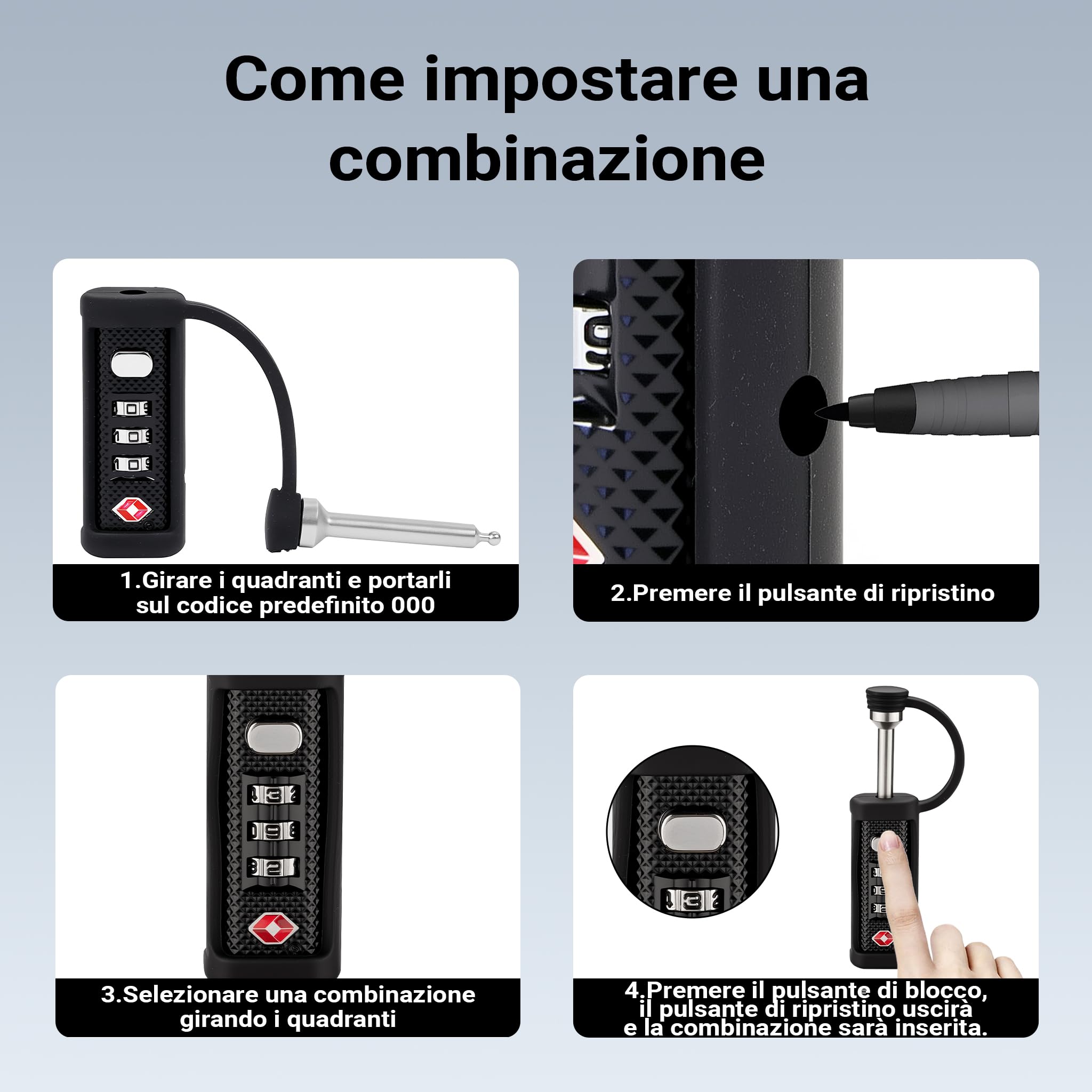 Wiltec Set Lucchetto TSA Valigie Combinazione 1 Pezzo
