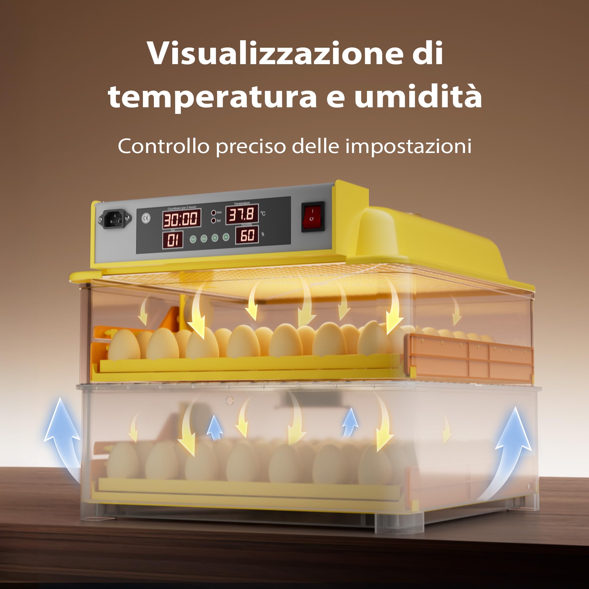 Wiltec Incubatrice automatica 112 uova con rotazione