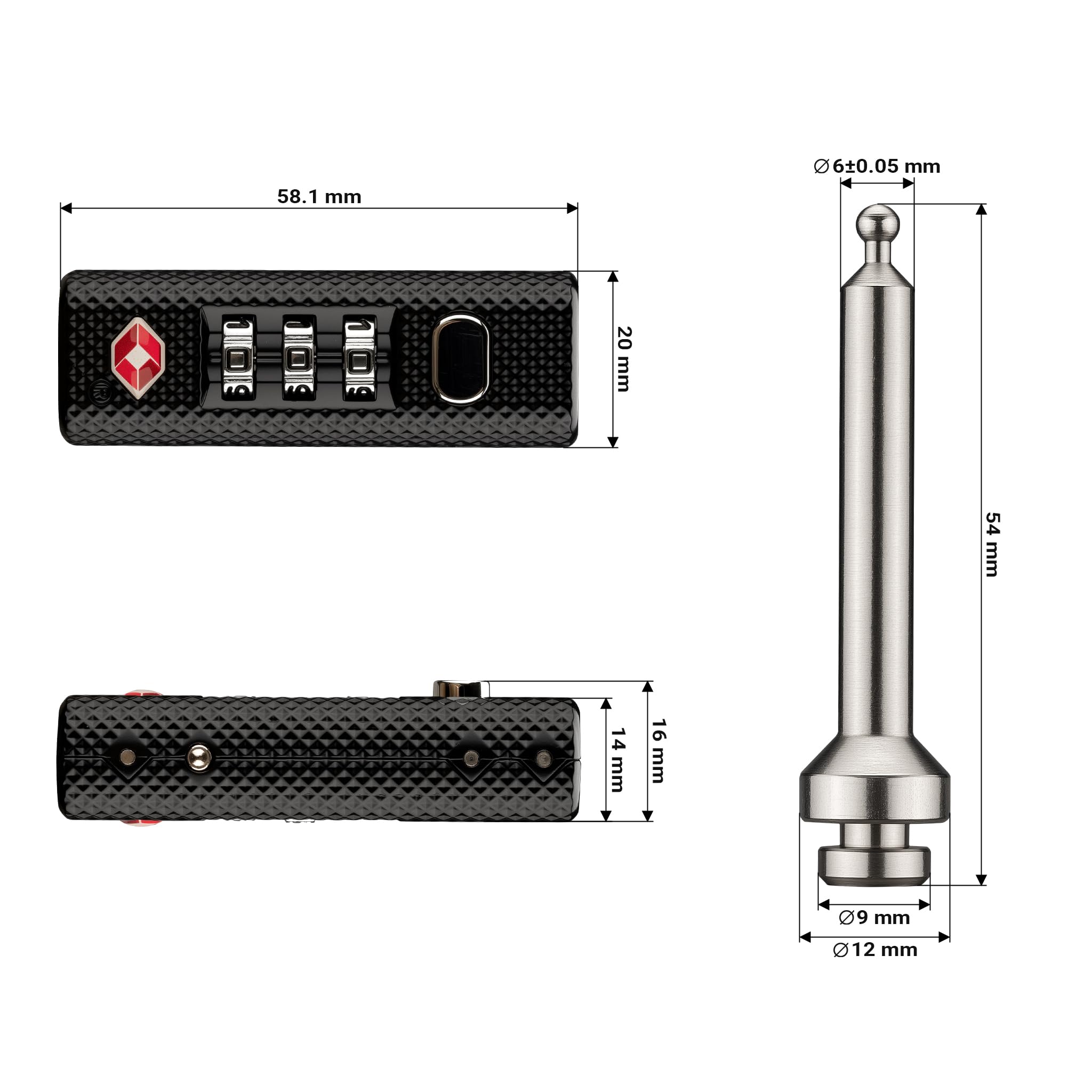 Wiltec Set Lucchetto TSA Valigie Combinazione 1 Pezzo
